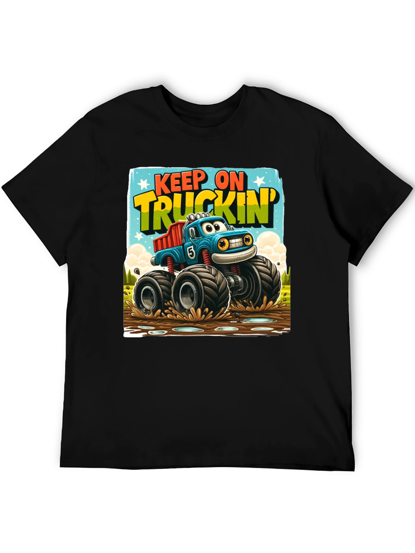 Black Keep On Truckin' Monster Truck T-Shirt view 5