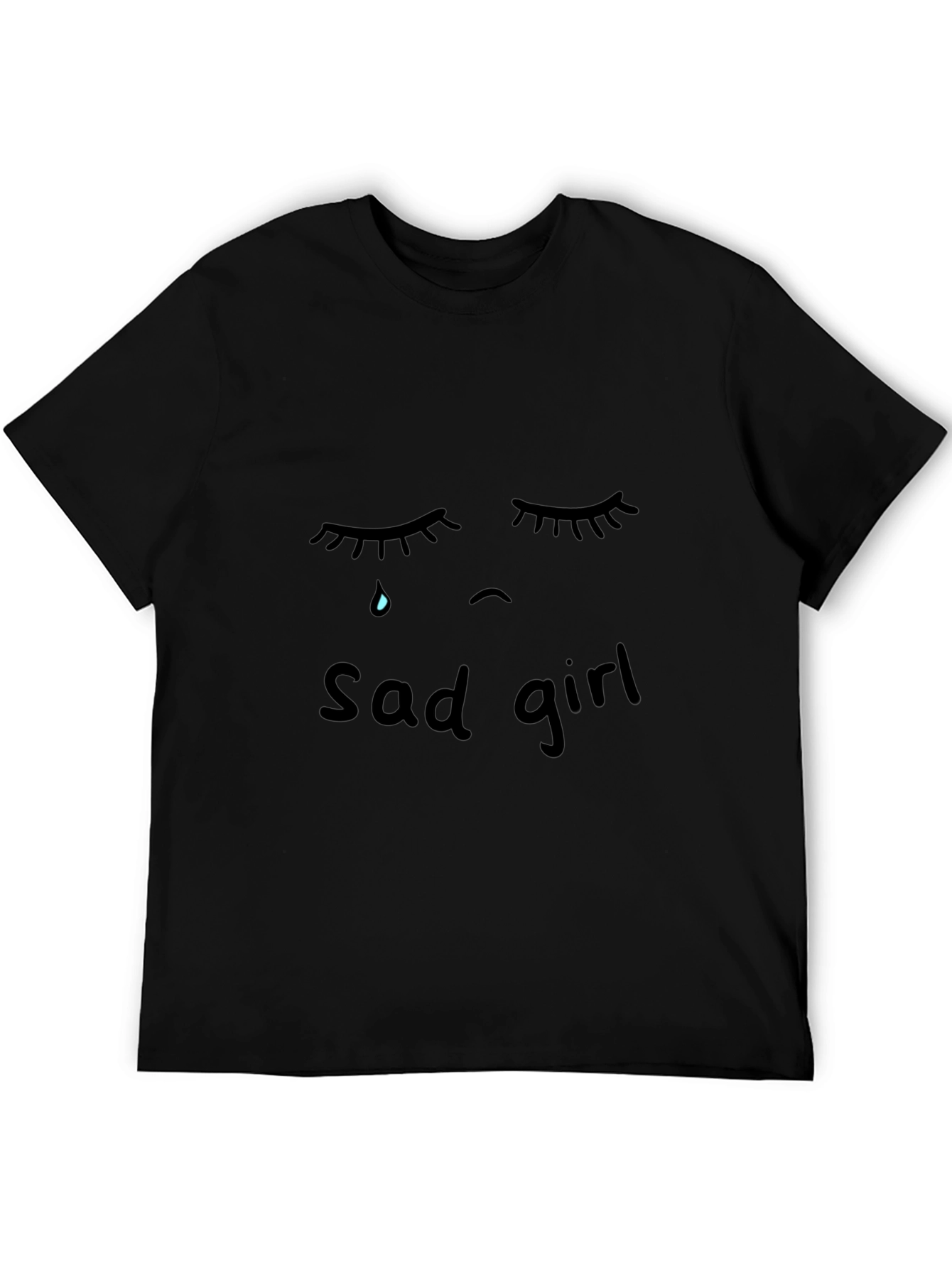 Sad Girl Graphic Black T-Shirt - 5