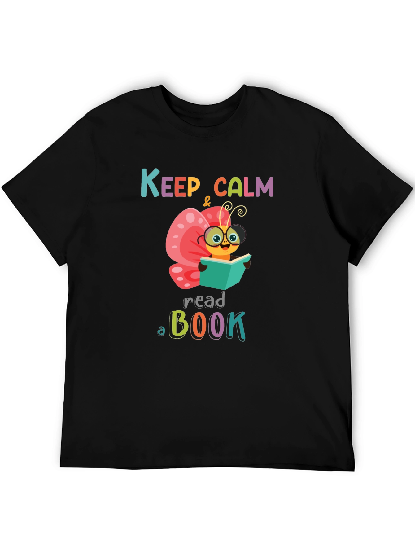 Black Keep Calm Read a Book T-Shirt view 5
