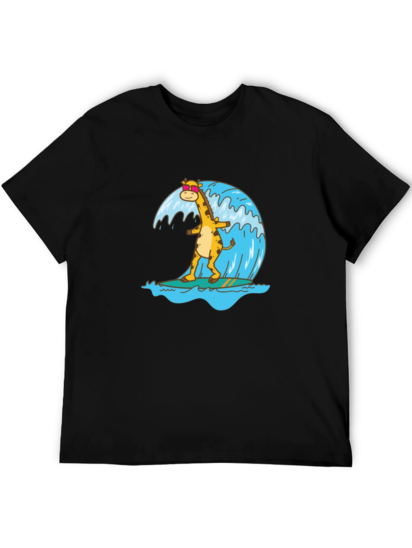 Black Surfing Giraffe Graphic Tee view 5