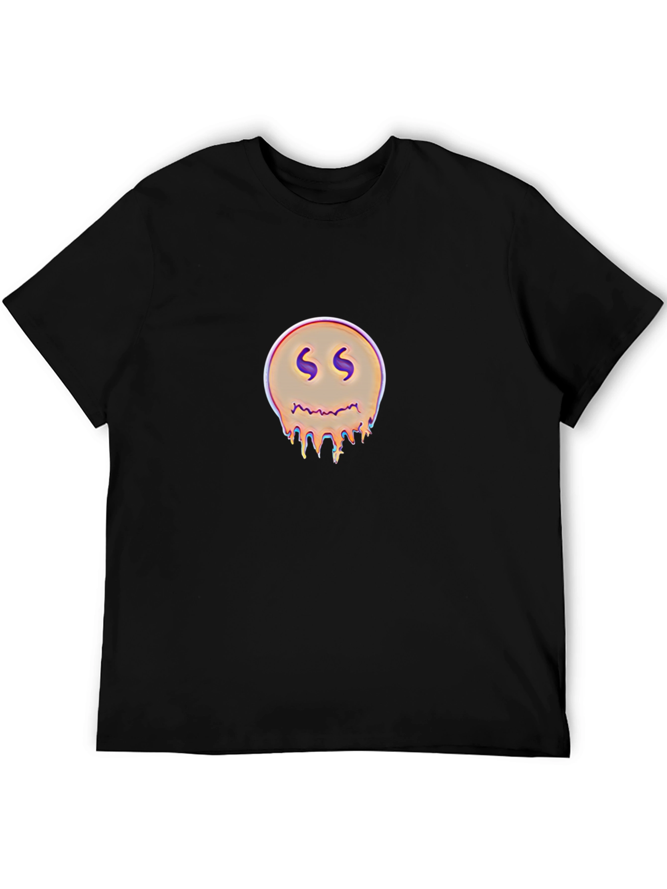 Black Dripping Smiley Graphic Black T-Shirt view 5
