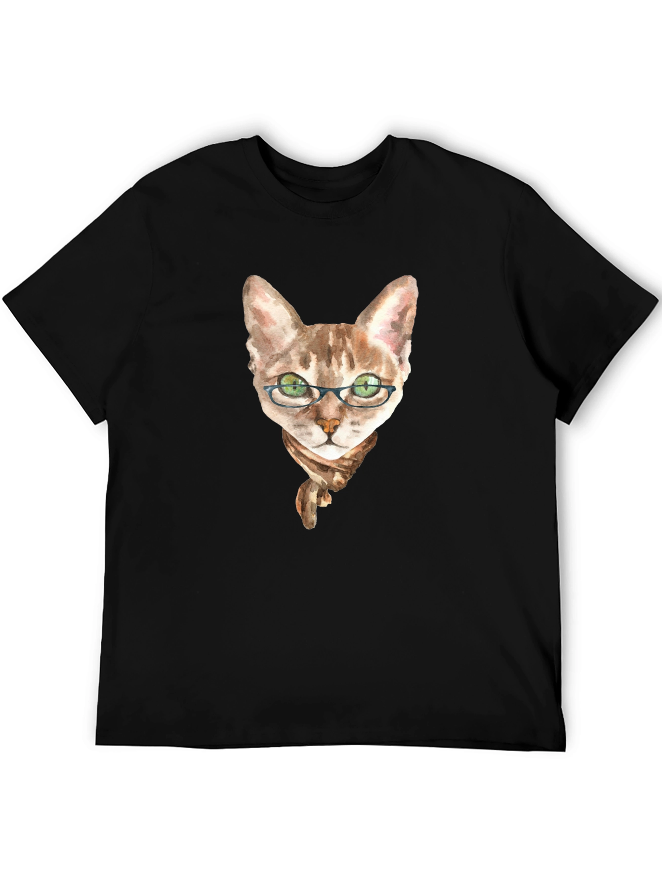 Black Cat with Glasses T-Shirt view 5