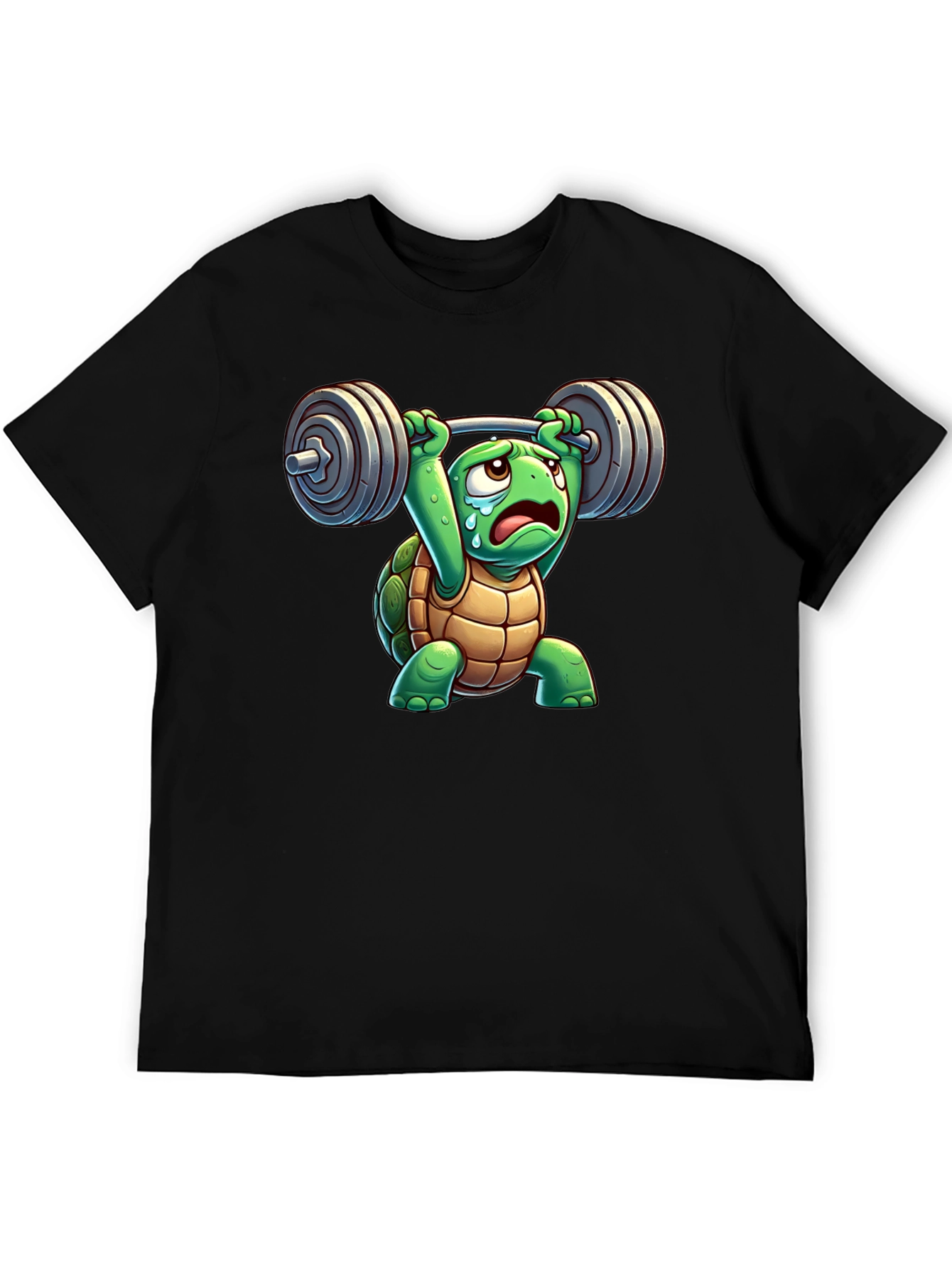 Black Turtle Lifting Weights T-Shirt view 5