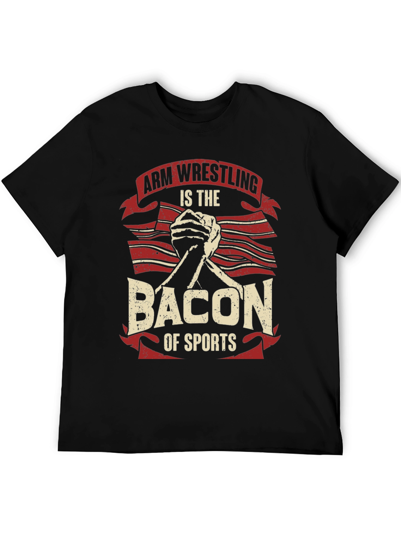 Black Arm Wrestling Bacon of Sports T-Shirt view 5