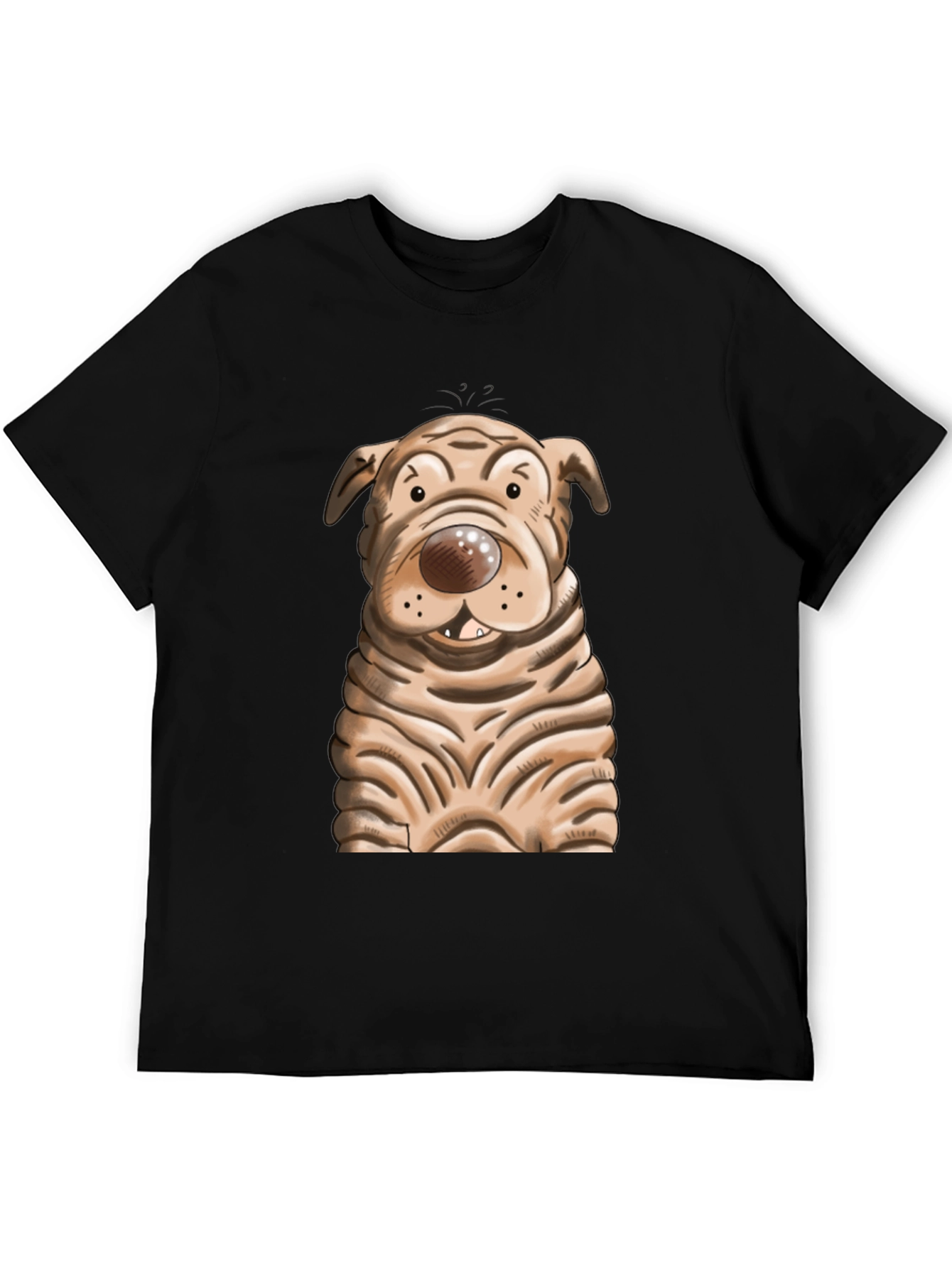 Black Cartoon Dog Graphic T-Shirt - Unisex Crew Neck view 5
