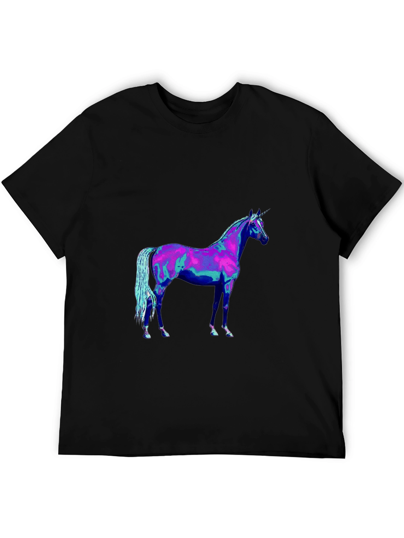Black Unicorn Graphic Tee - Black Cotton Shirt view 5