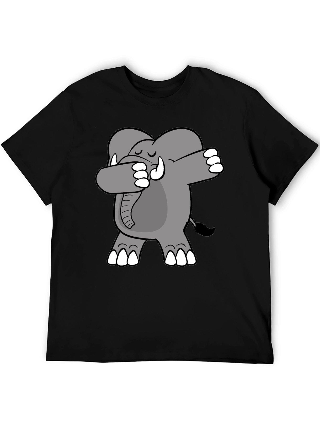 Black Dabbing Elephant Graphic Tee - Black Cotton Shirt view 5