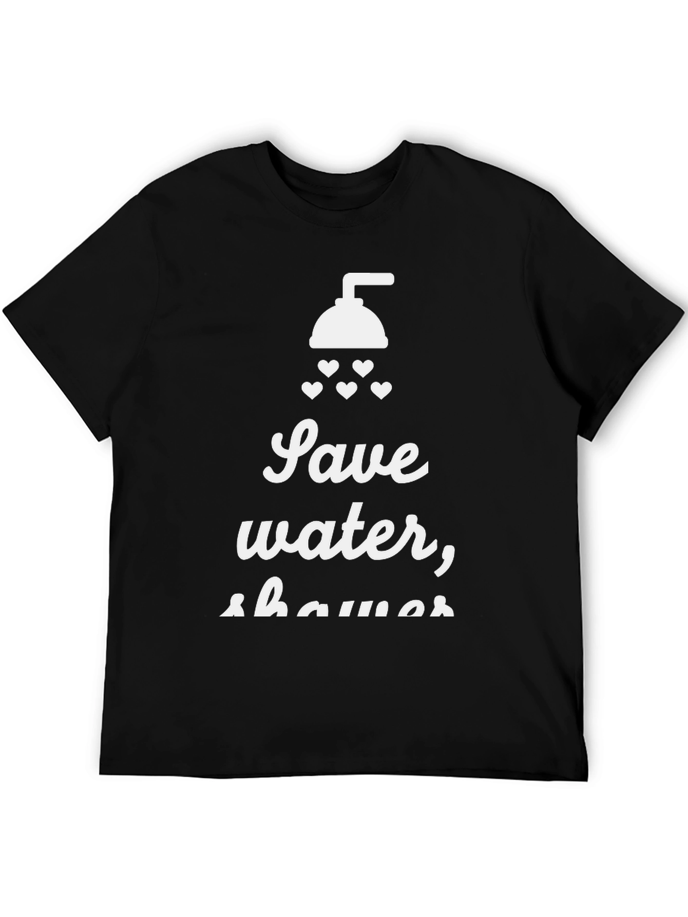 Black Eco-Friendly Graphic Tee - Save Water, Shower Together! view 5