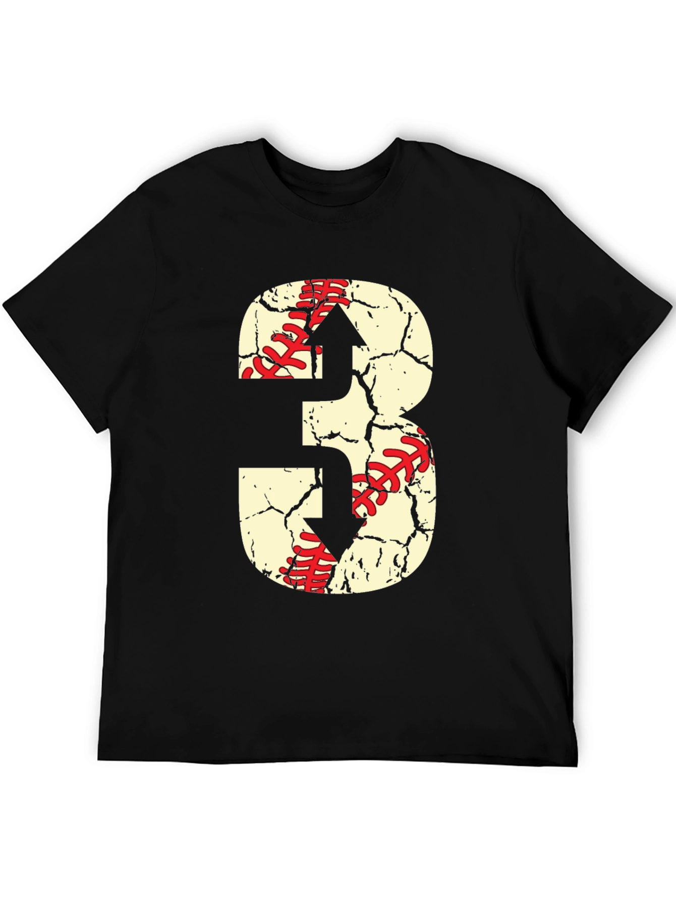 Black Baseball Number 3 T-Shirt view 5
