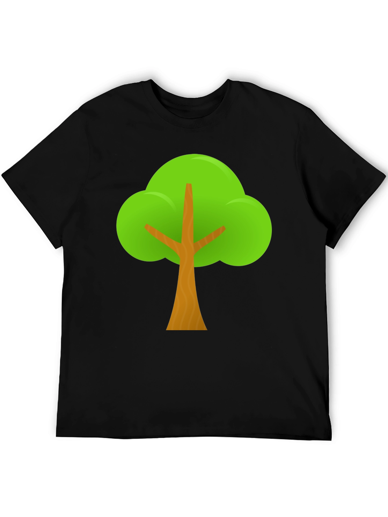 Black Cartoon Tree Graphic Tee - Black Casual T-Shirt view 5