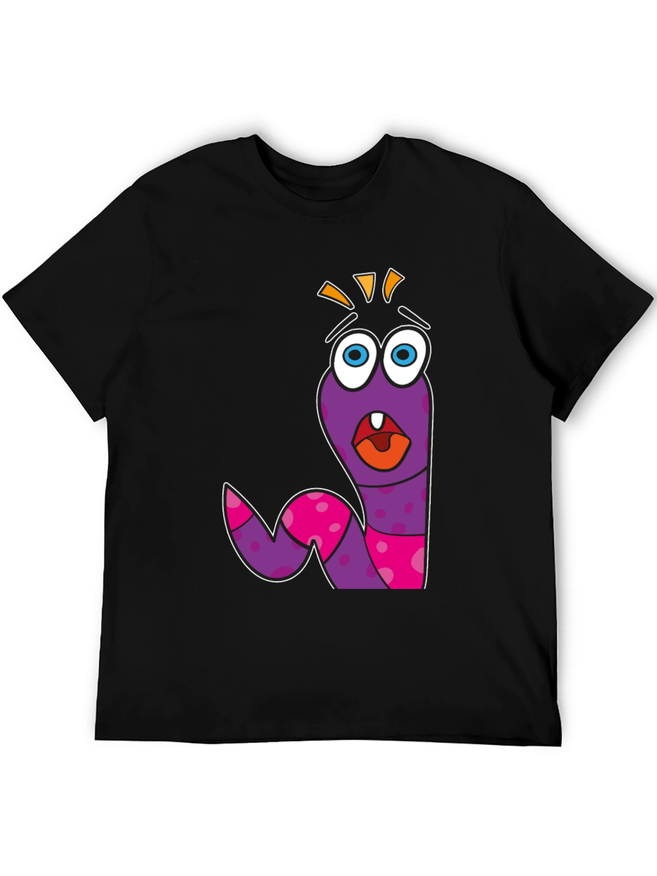 Black Cartoon Worm Graphic Tee - Funny & Unique Design view 5