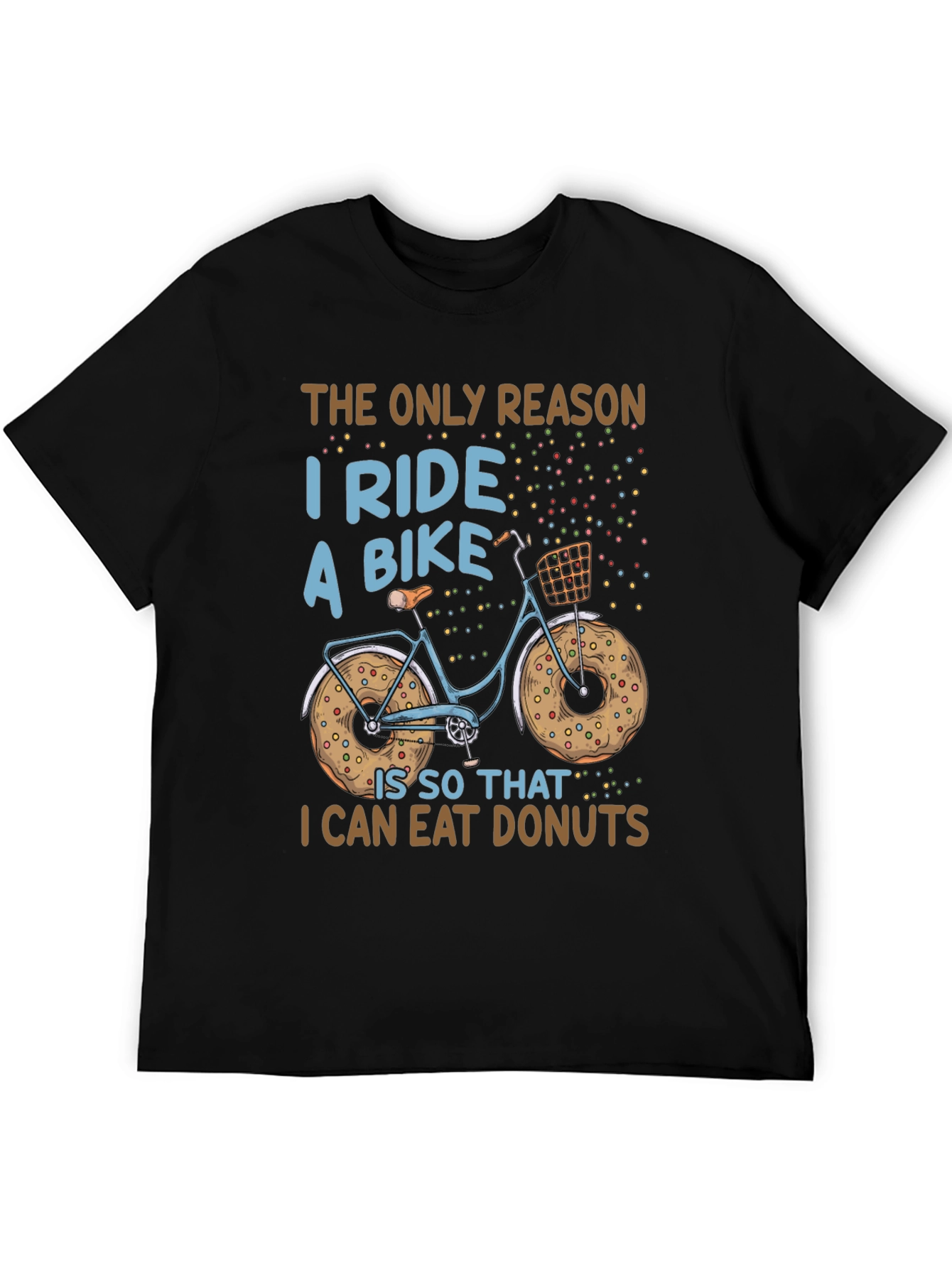 Black Funny Bike & Donut T-Shirt - Cycling & Foodie view 5