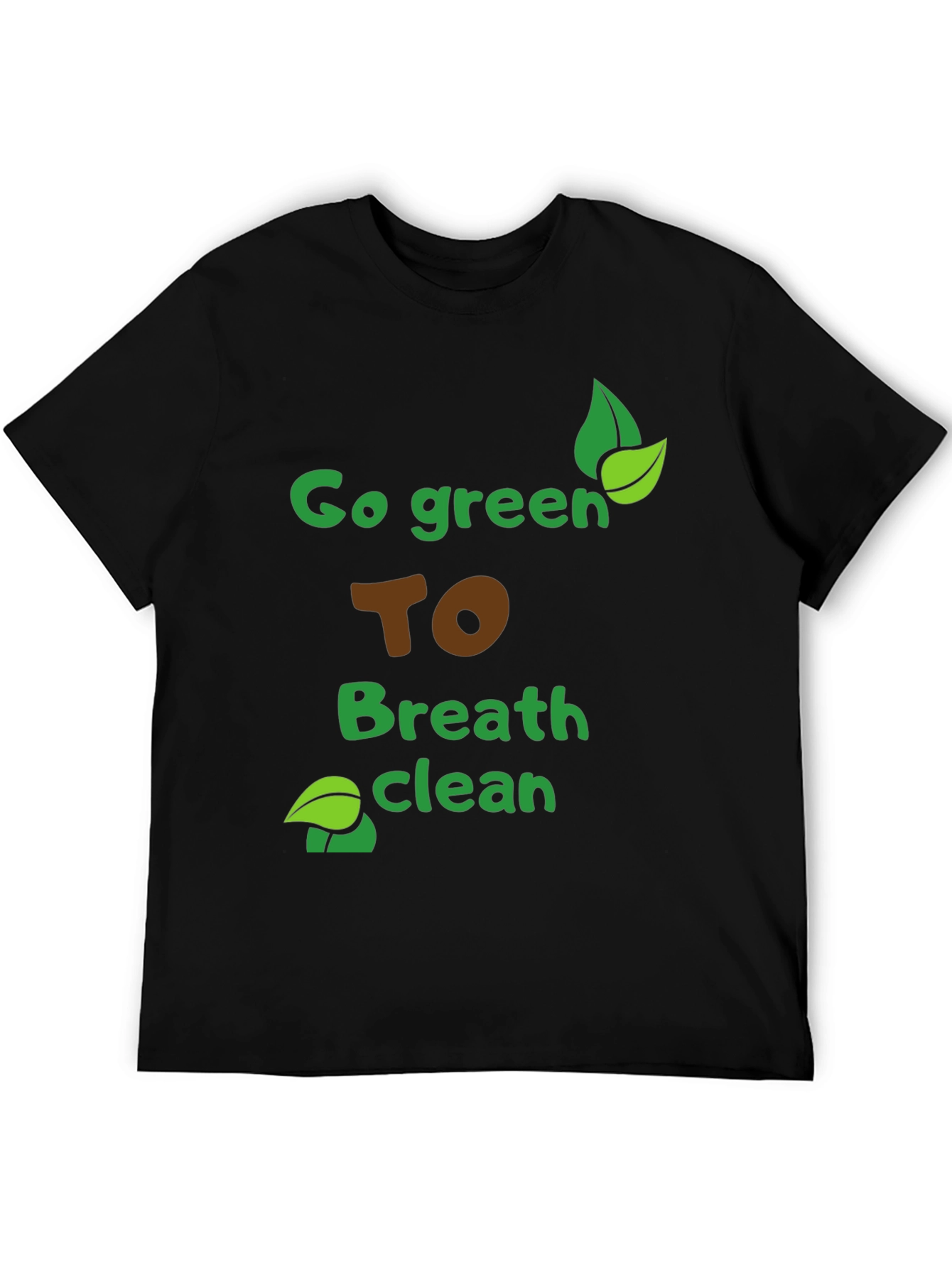 Black Eco-Friendly "Go Green" Graphic Tee - Breathe Clean Air! view 5