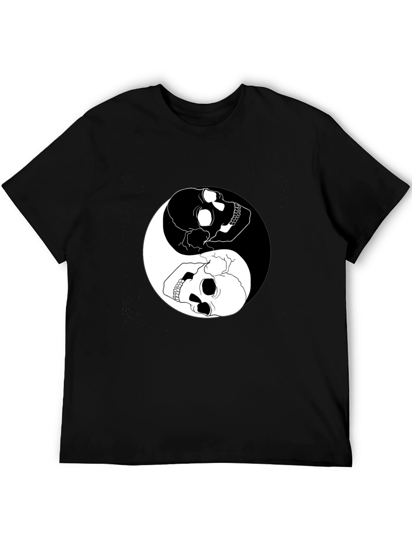 Black Yin Yang Skull Graphic T-Shirt - Black Cotton Tee view 5