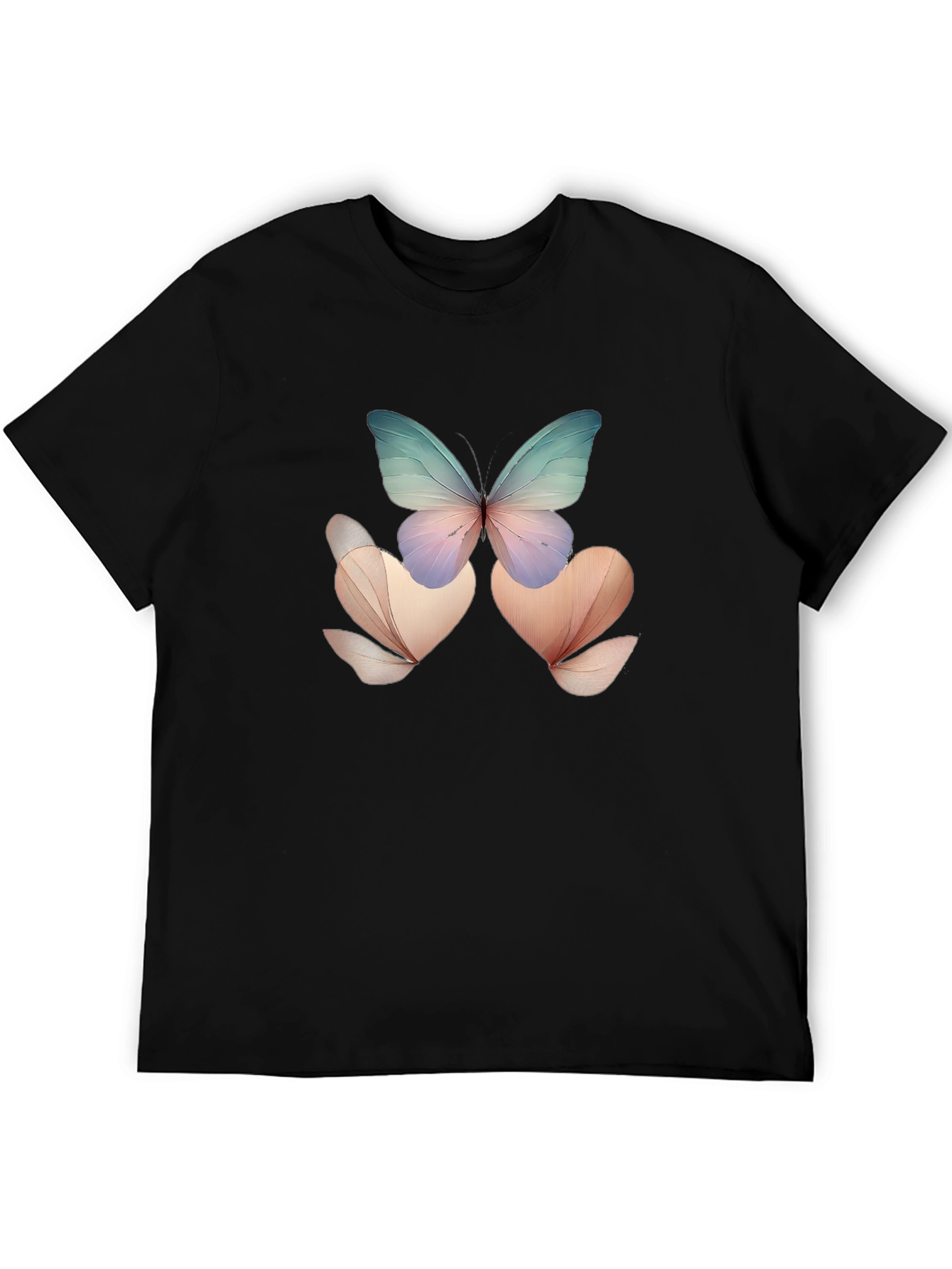 Black Butterfly Floral Black T-Shirt view 5