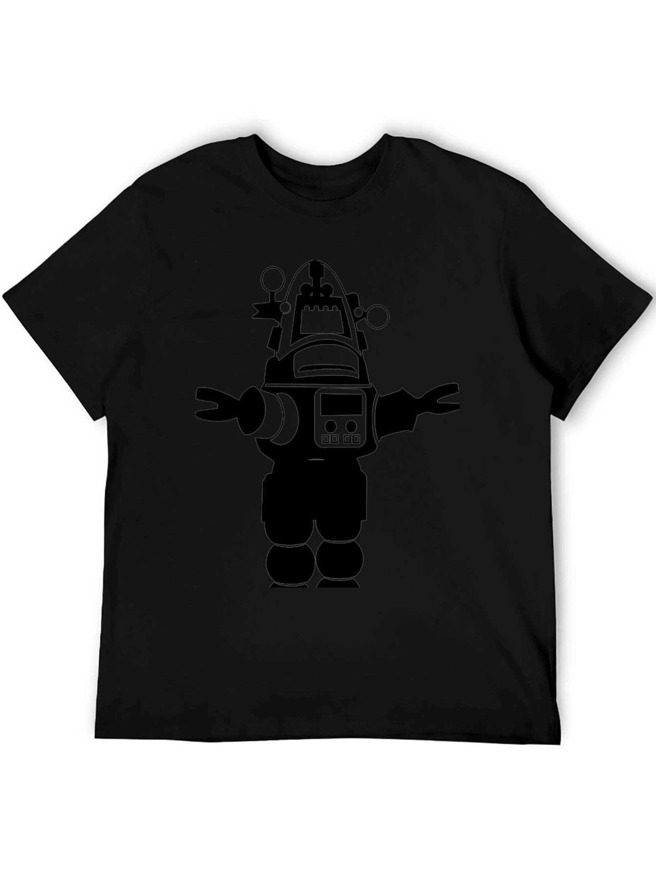 Black Robot Graphic Black T-Shirt Cool Design view 5