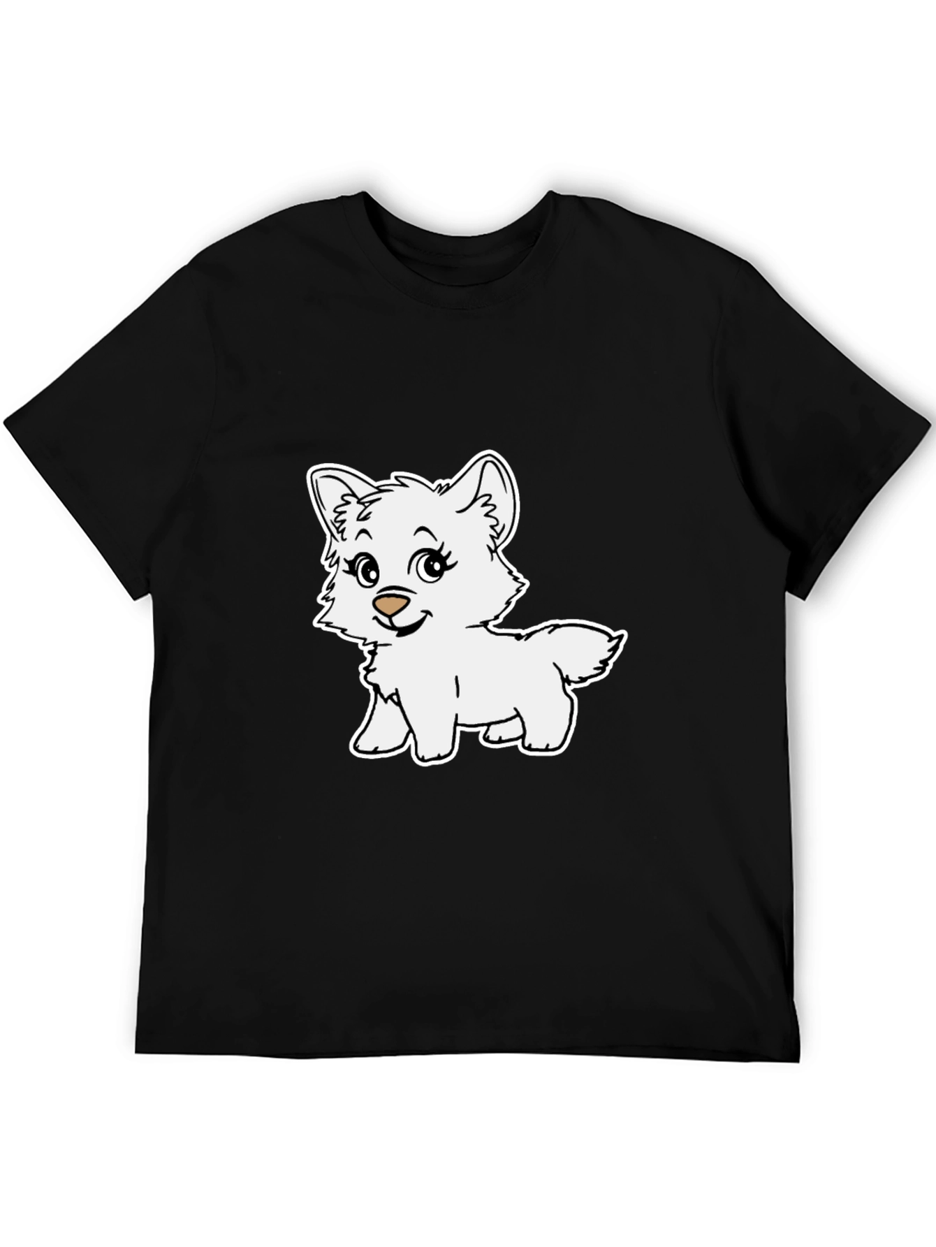 Black Cute Cartoon Puppy Graphic T-Shirt - Black view 5