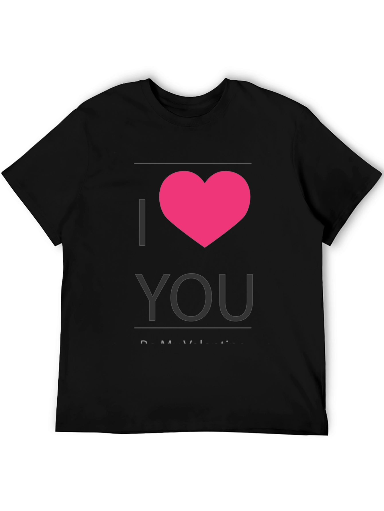 Black I Heart You - Black Crew Neck T-Shirt view 5