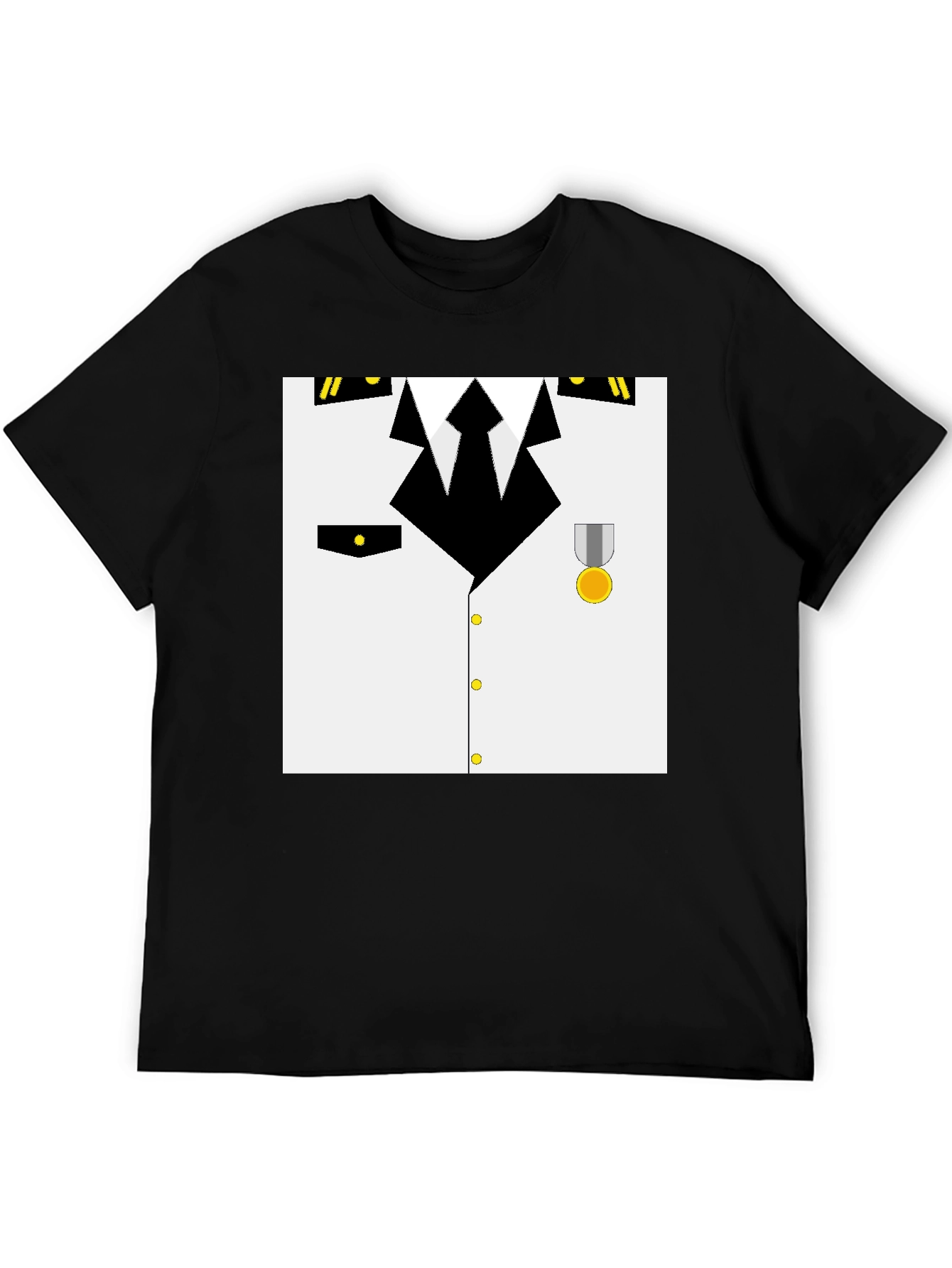 Black Pilot Costume T-Shirt - Realistic Design view 5