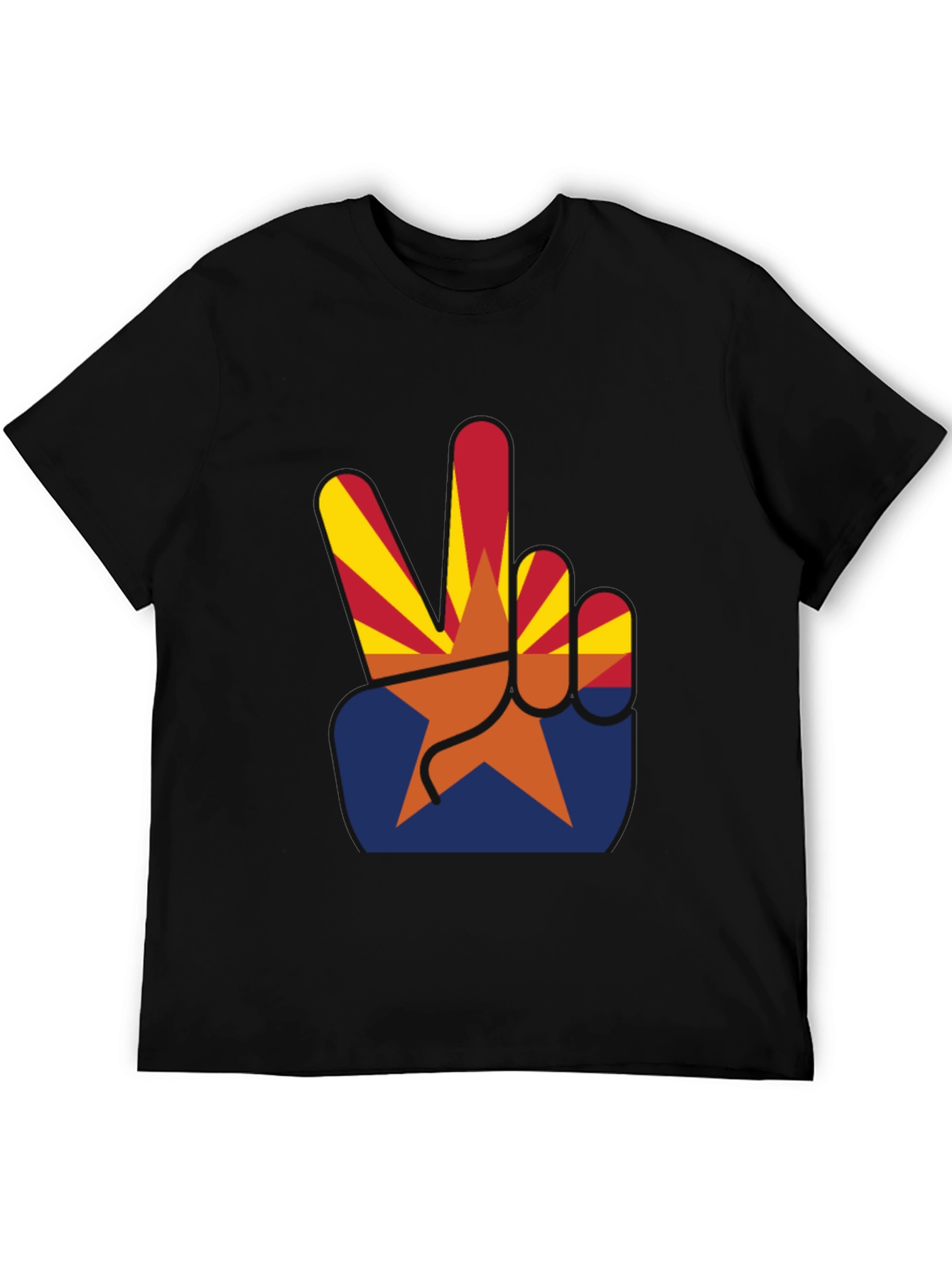 Black Arizona Peace Sign Graphic Tee - Black Cotton T-Shirt view 5