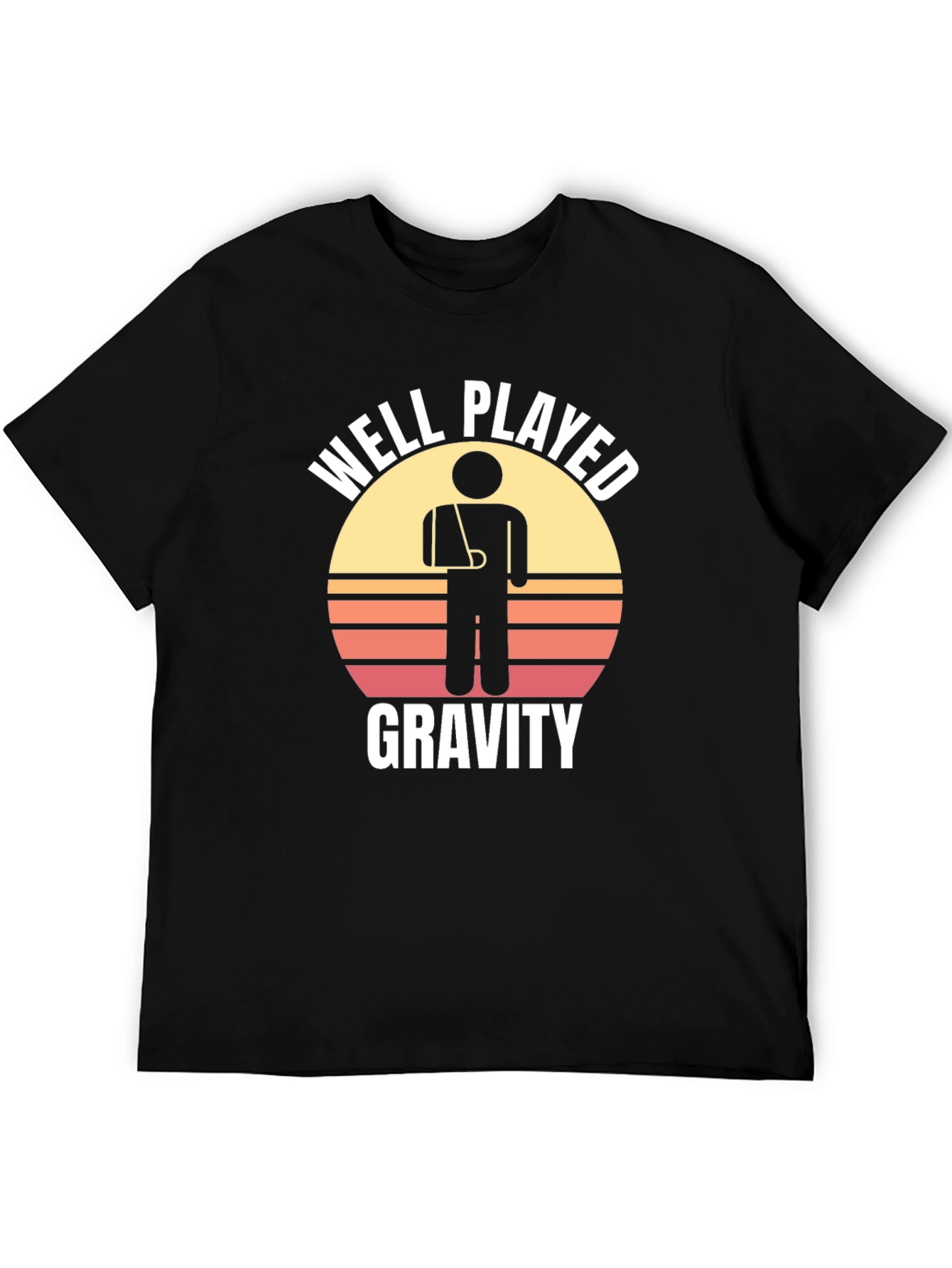 Black Well Played Gravity Graphic T-Shirt - Broken Arm Humor view 5