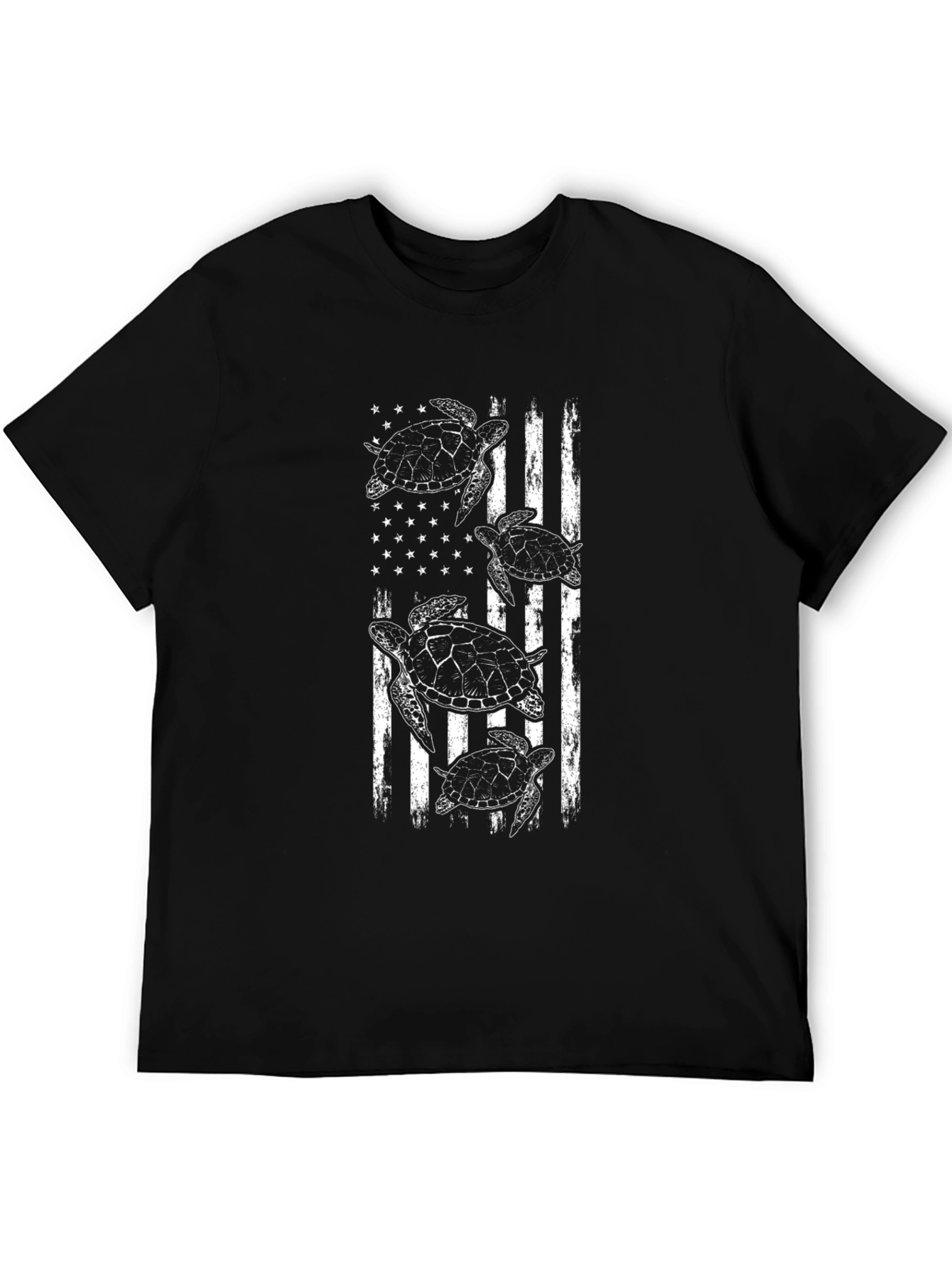Black Turtle American Flag Graphic T-Shirt view 5