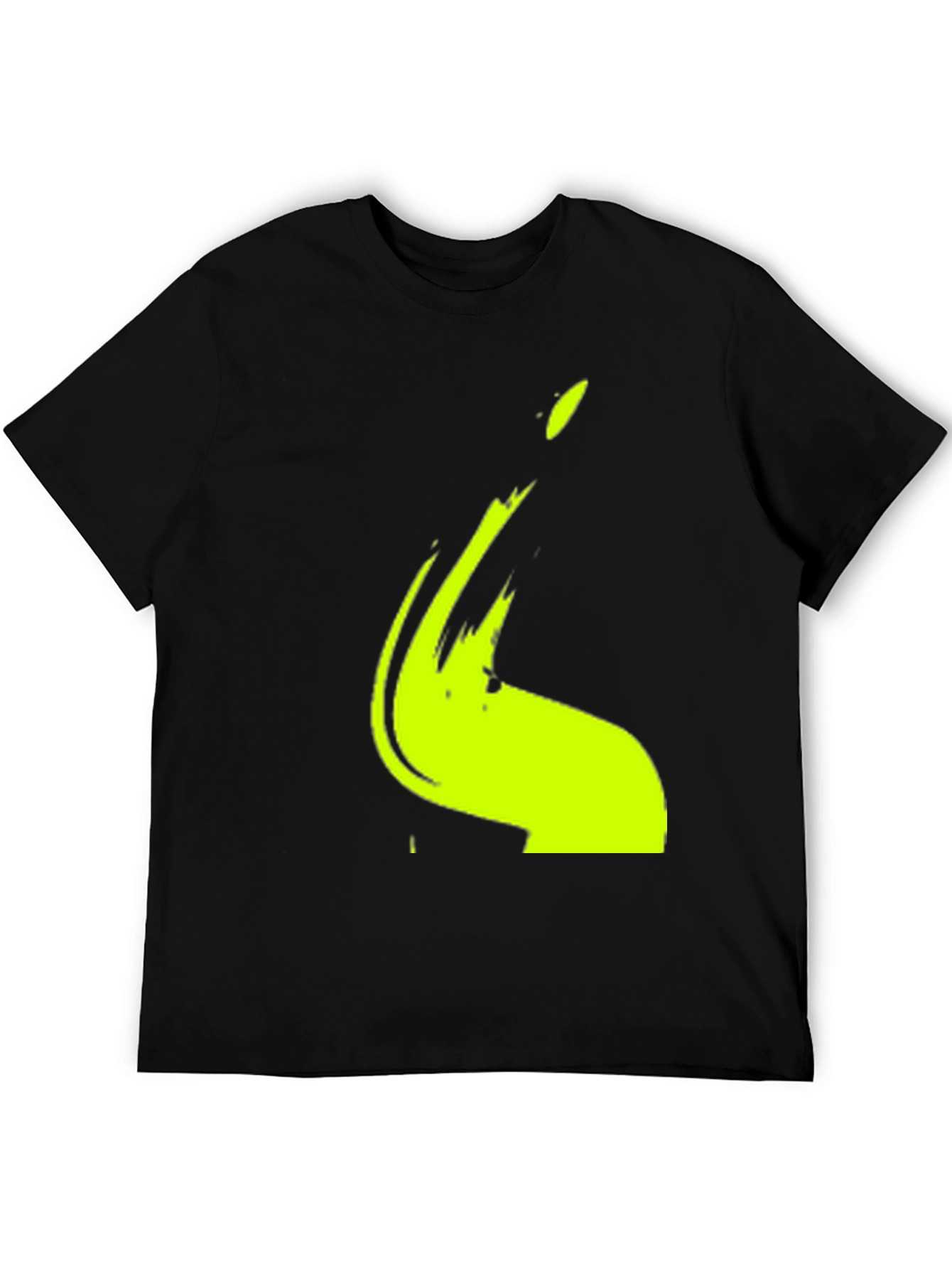 Black Modern Graphic Tee - Abstract Lime Print view 5