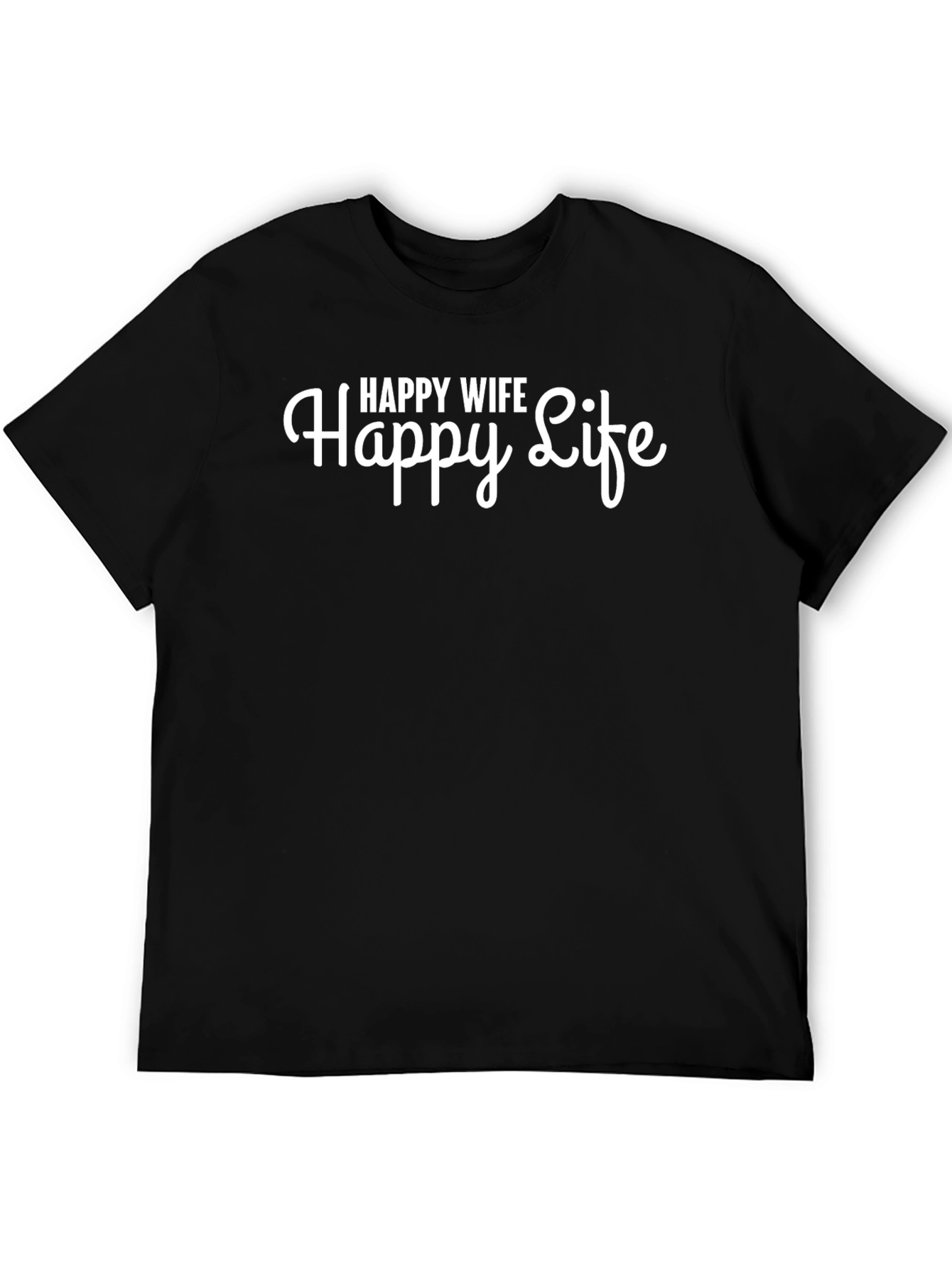 Black Happy Wife, Happy Life Black T-Shirt view 5