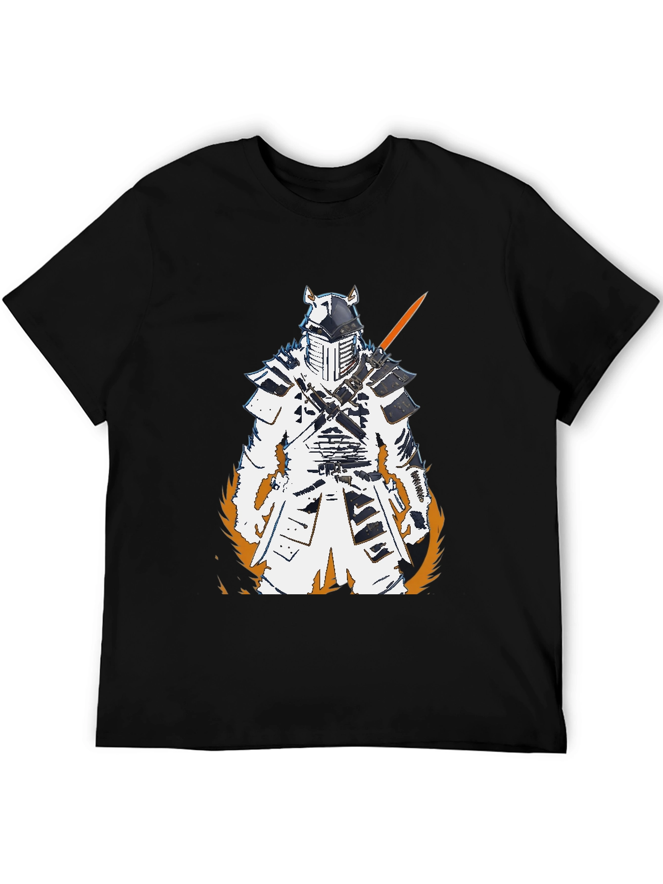 Black Samurai Warrior Graphic Tee - Black Cotton T-Shirt view 5
