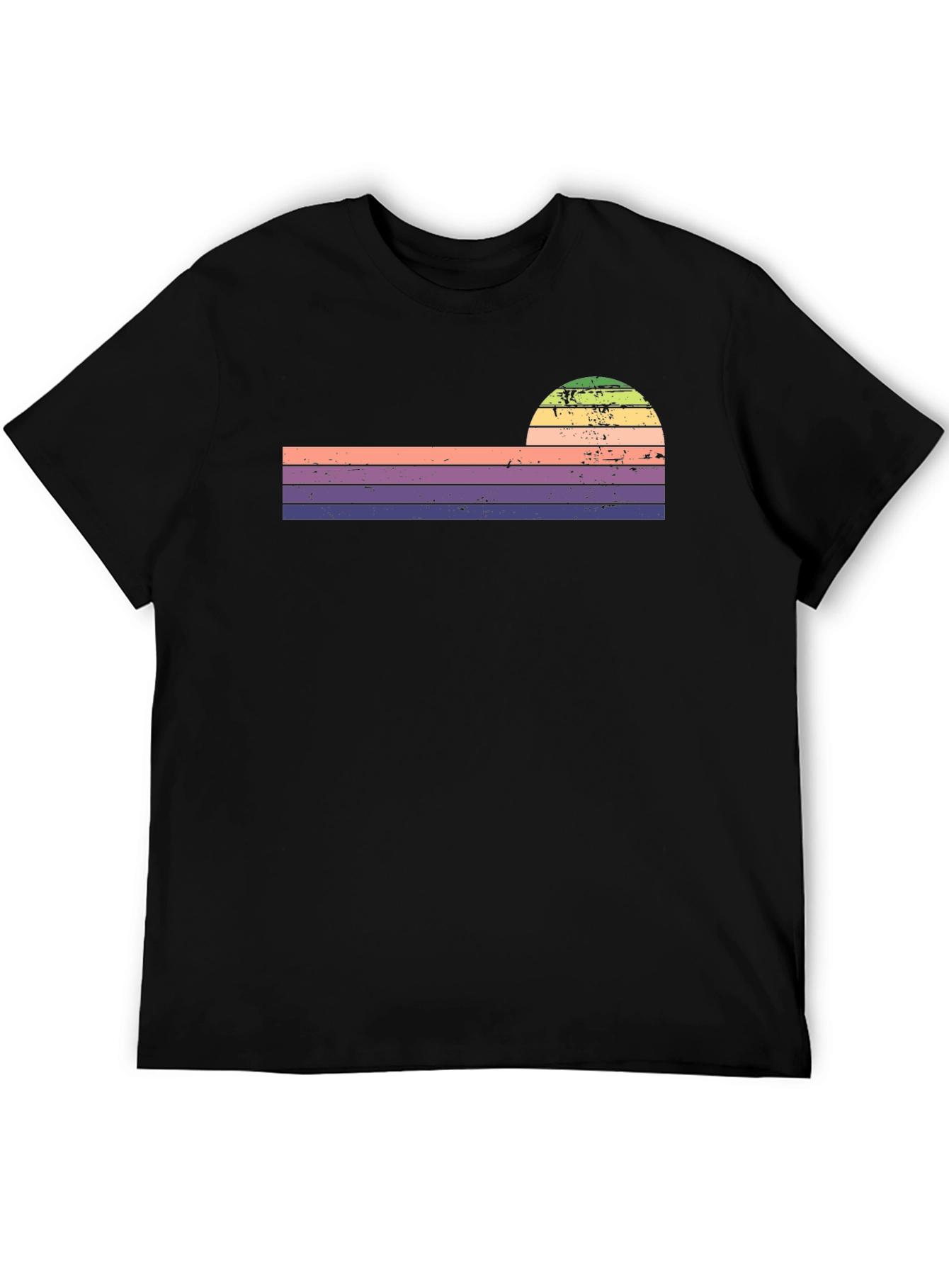 Black Retro Sunset Striped Graphic Tee view 5
