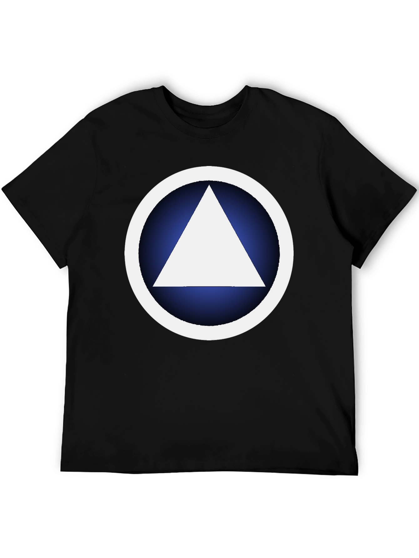 Black Geometric Graphic T-Shirt - White Triangle Design view 5