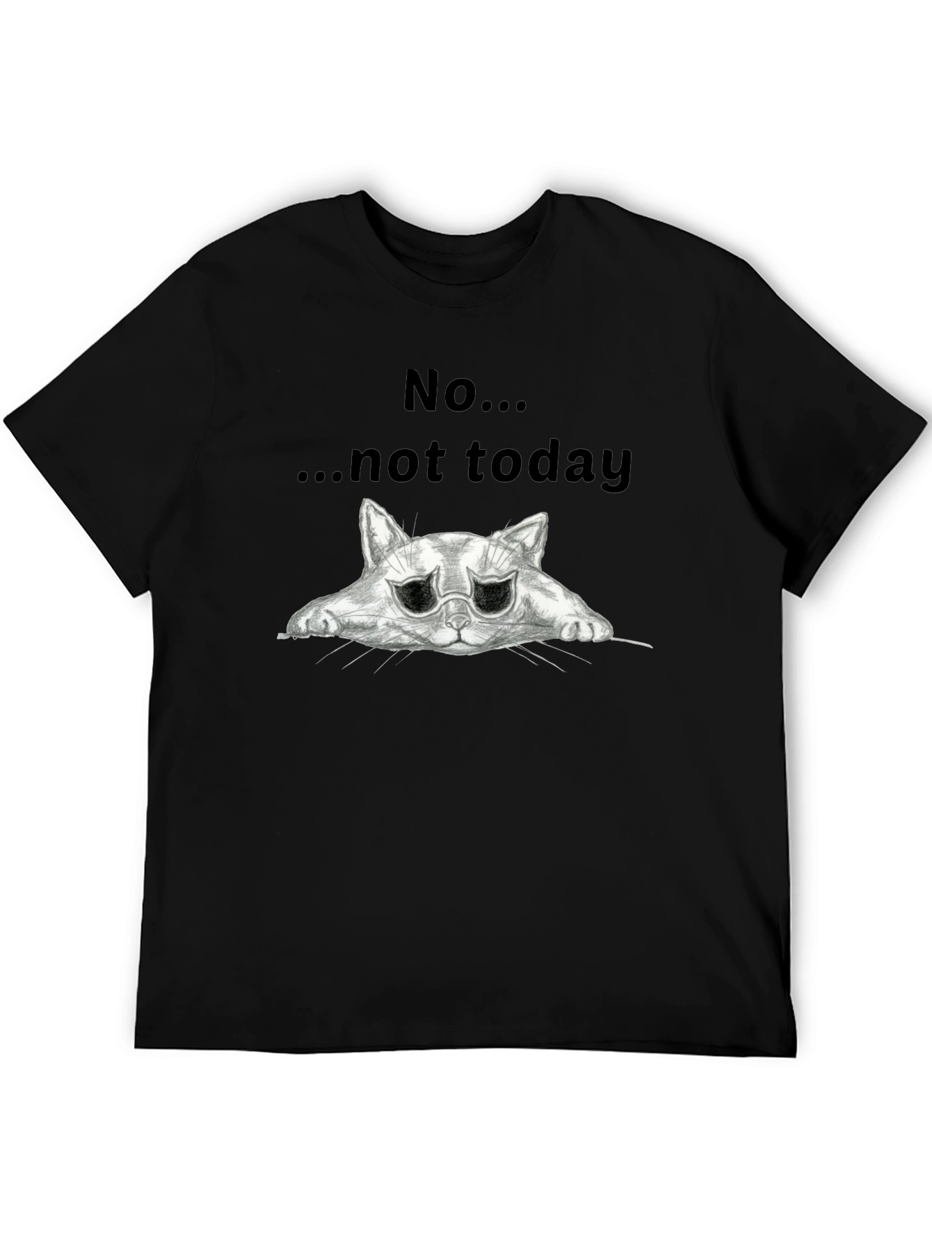 Black No... Not Today Cat Graphic T-Shirt view 5