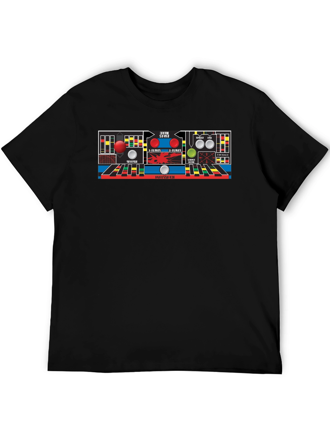 Black Retro Arcade Game Control Panel T-Shirt view 5
