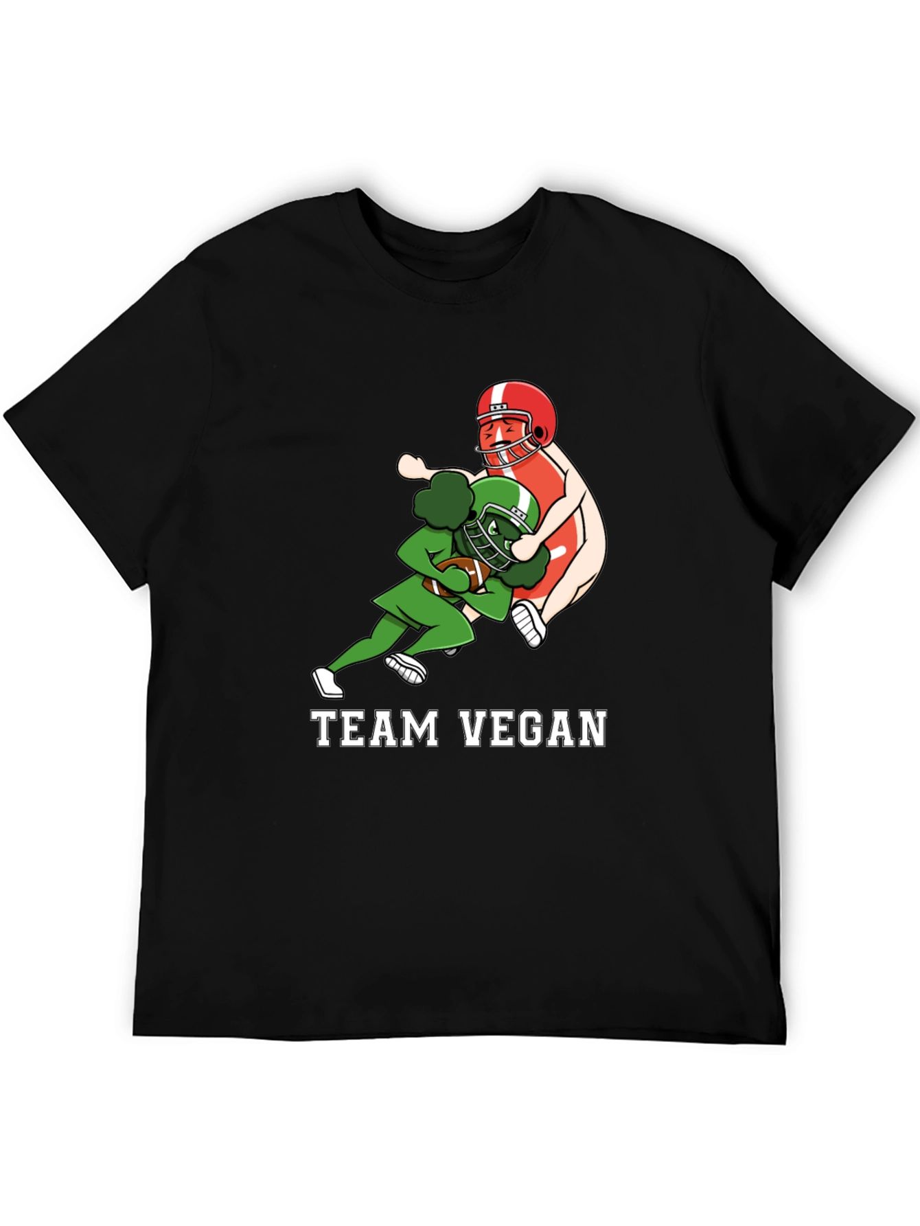 Black Team Vegan Football T-Shirt - Funny Vegan Gift view 5