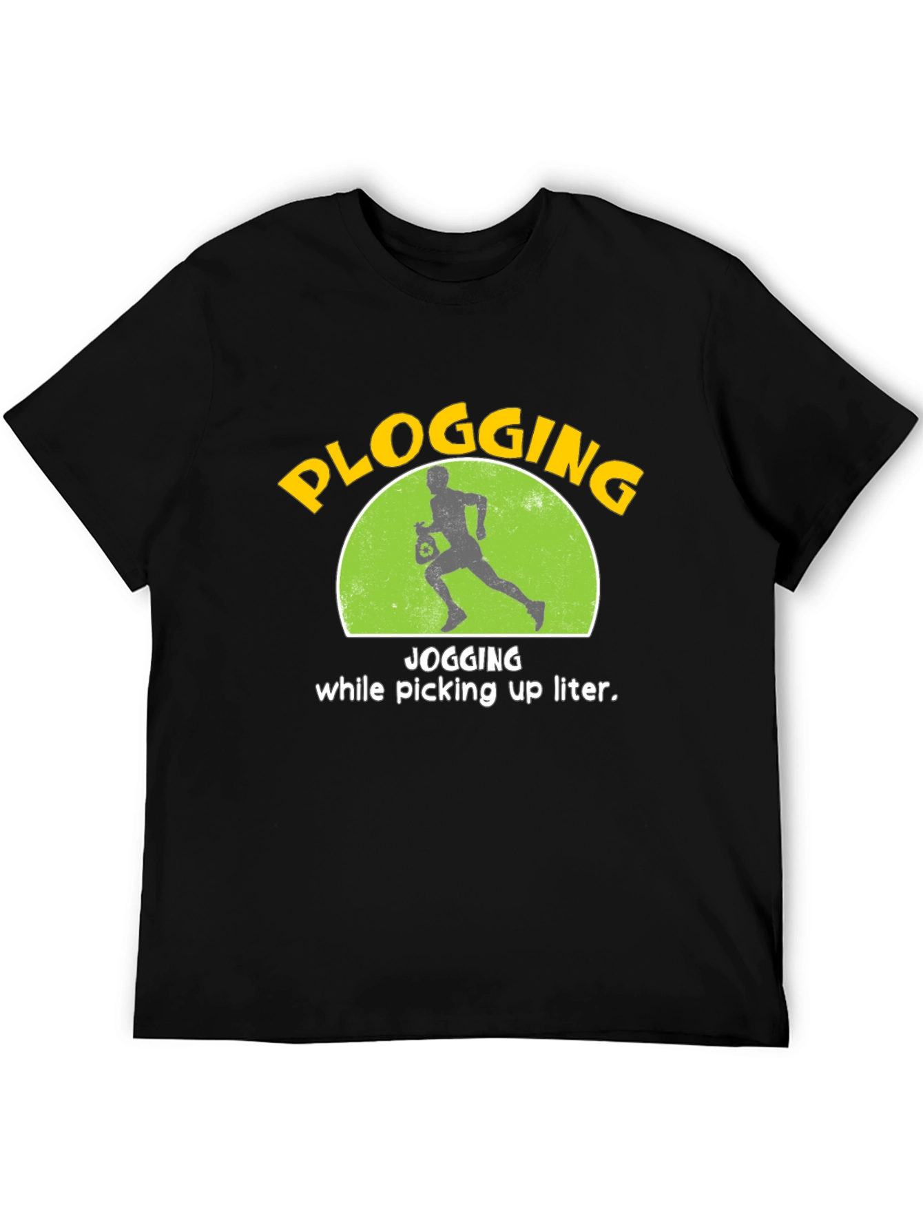 Black Plogging T-Shirt: Jogging While Picking Up Litter! view 5