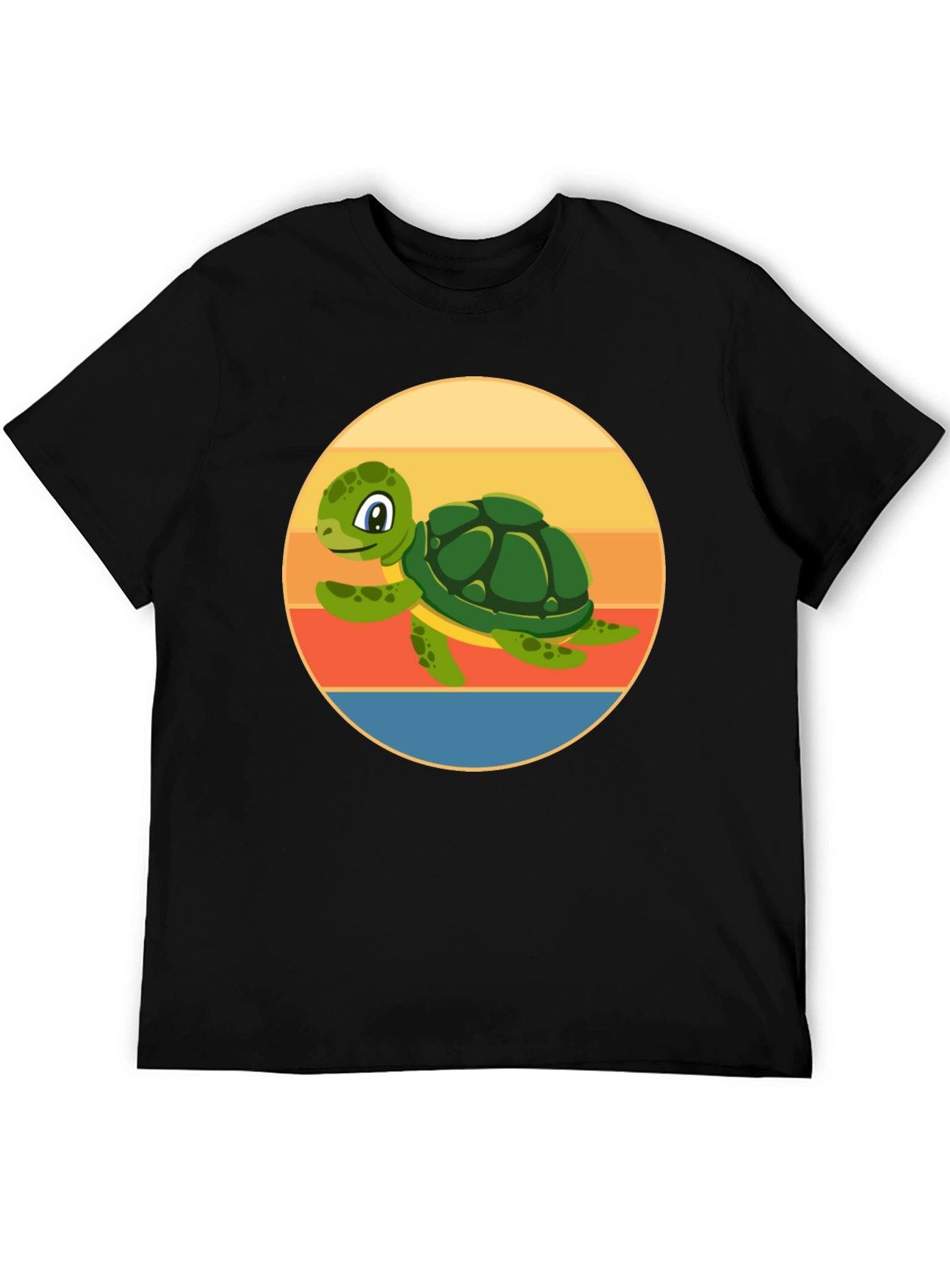 Black Cute Turtle Graphic Tee - Retro Style view 5