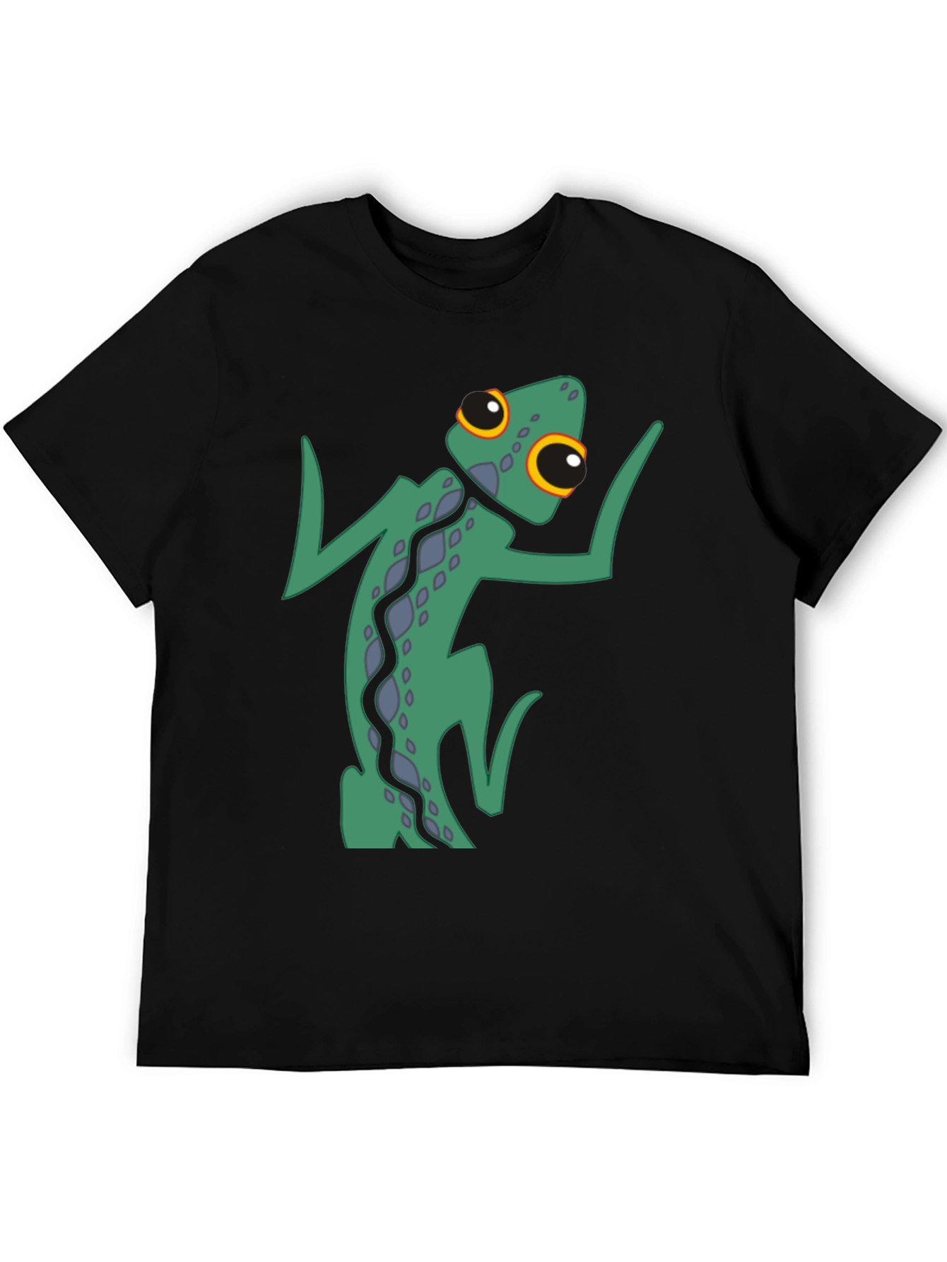 Black Funky Gecko Graphic Tee - Black Cotton Blend view 5