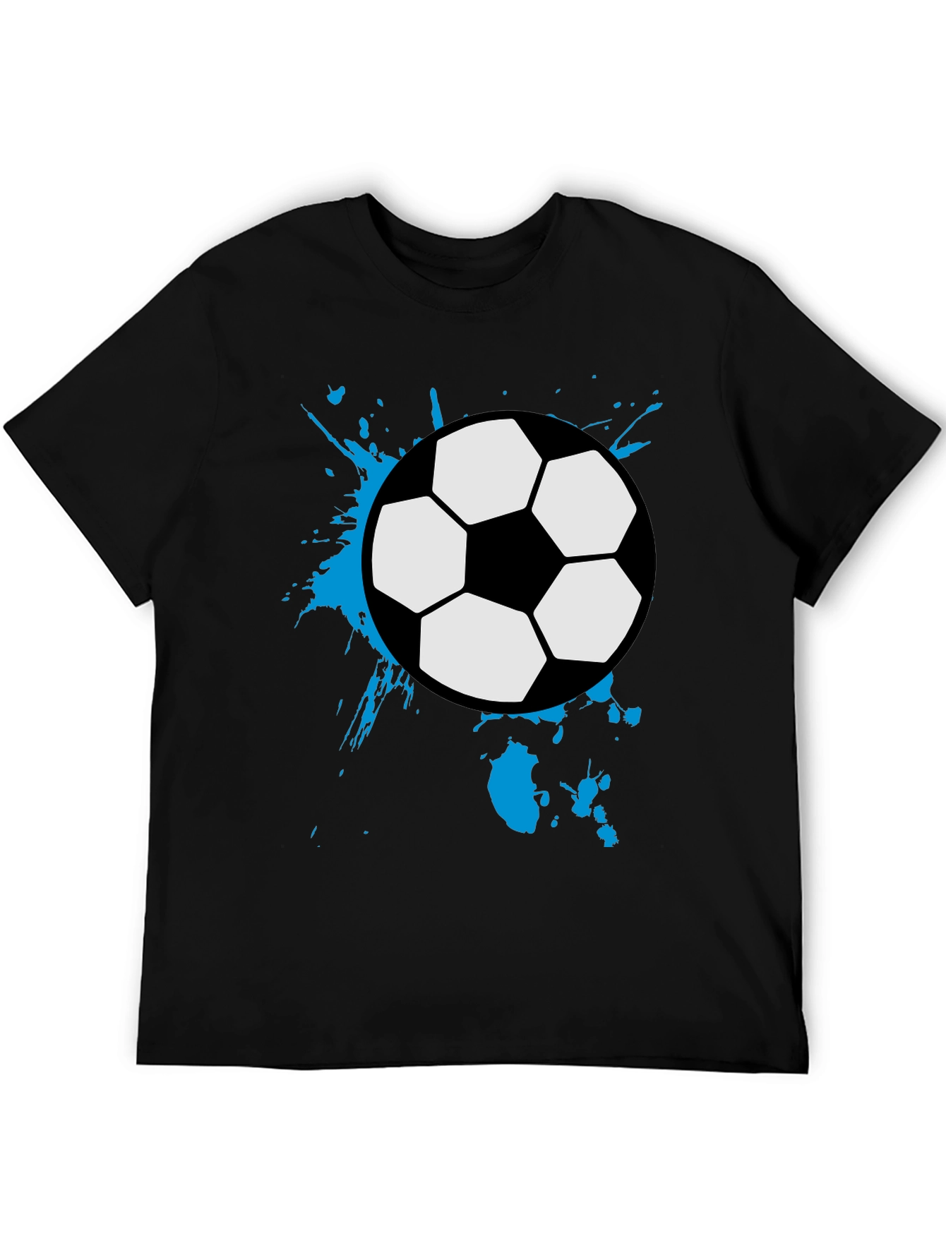 Black Soccer Ball Splash Tee - Black Cotton Graphic T-Shirt view 5