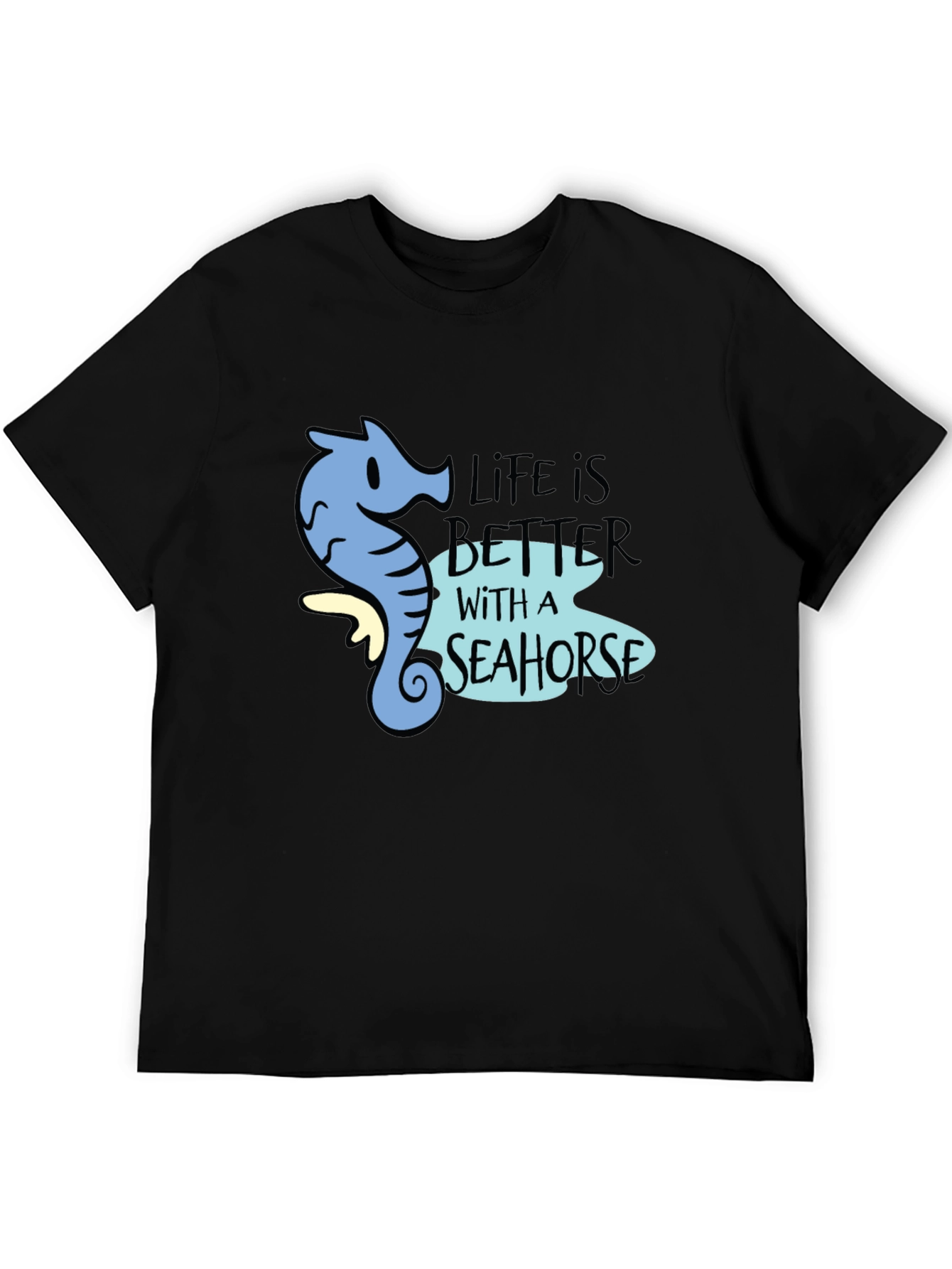 Black Life is Better with a Seahorse Black Graphic Tee view 5