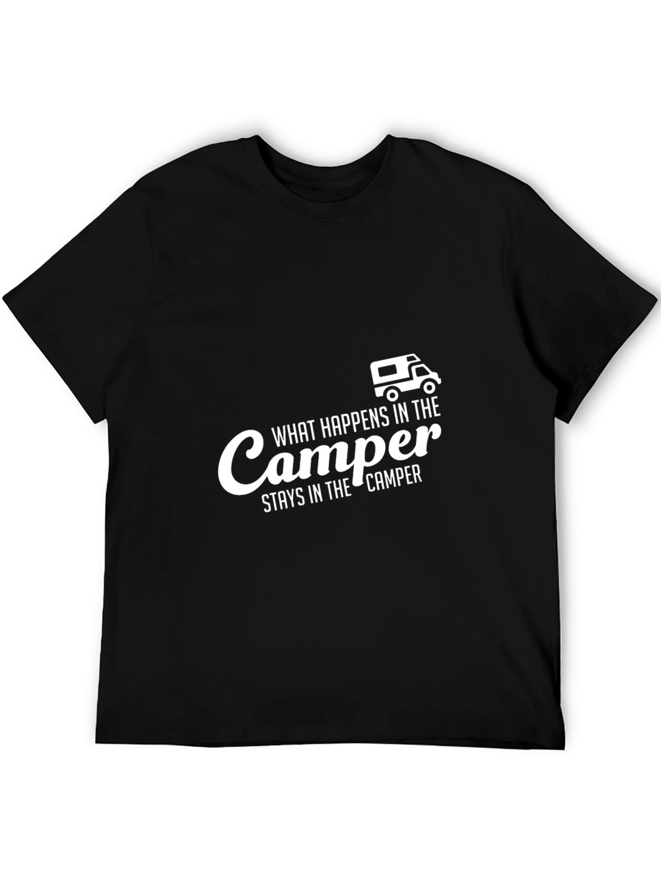 Black Camper Slogan Graphic Tee - Black Cotton T-Shirt view 5