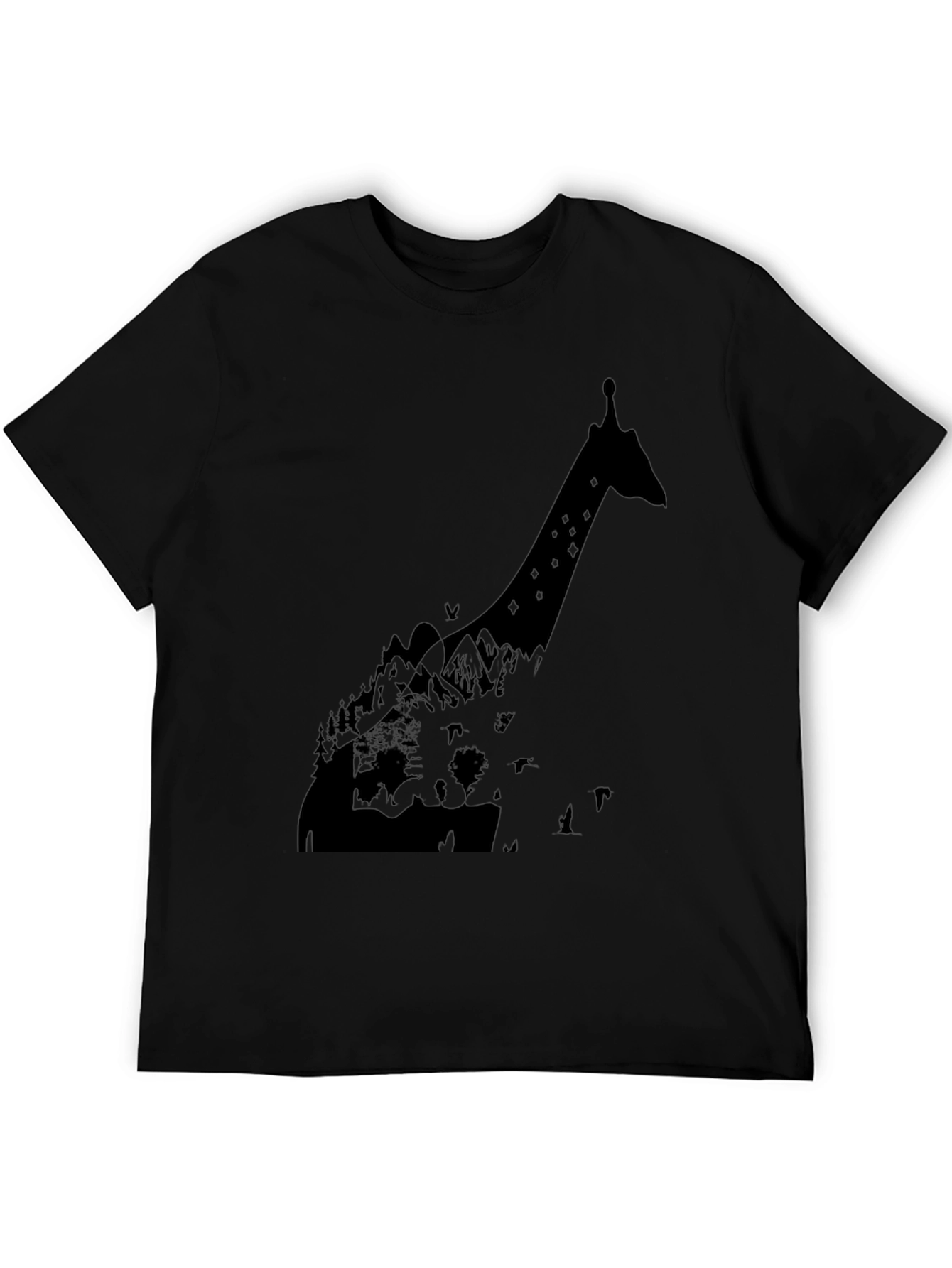Black Giraffe Silhouette Graphic T-Shirt - Black view 5