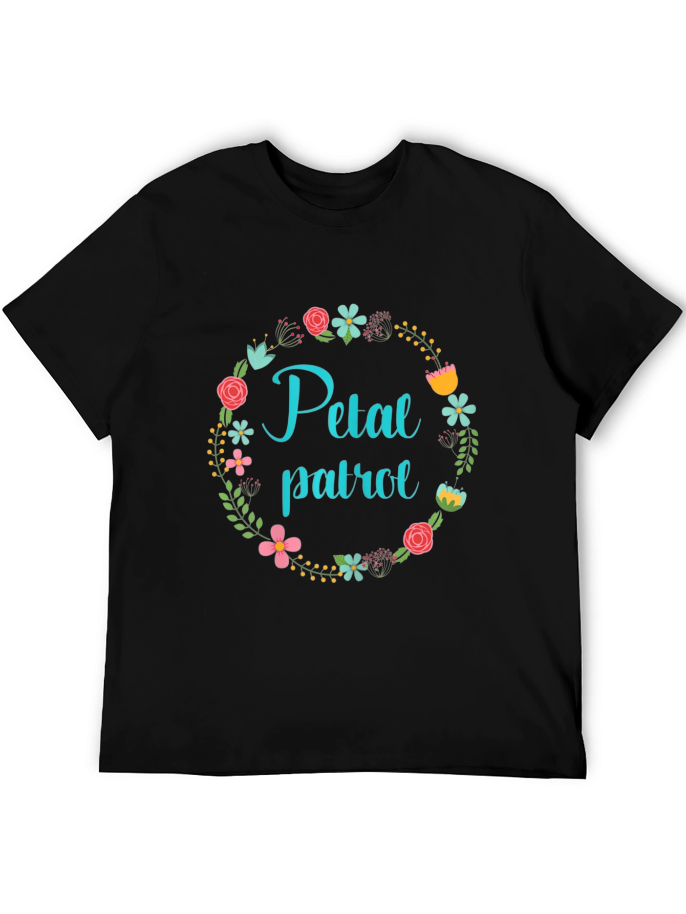 Black Floral Petal Patrol Black T-Shirt view 5