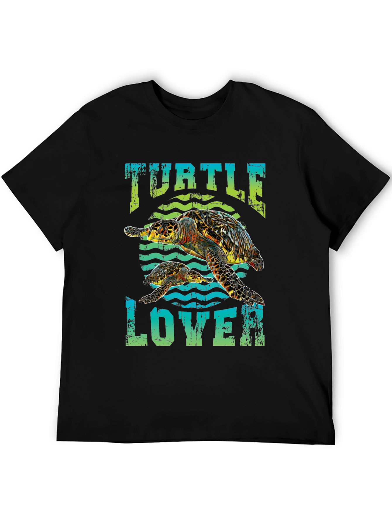Black Turtle Lover Graphic Tee - Black Cotton T-Shirt view 5