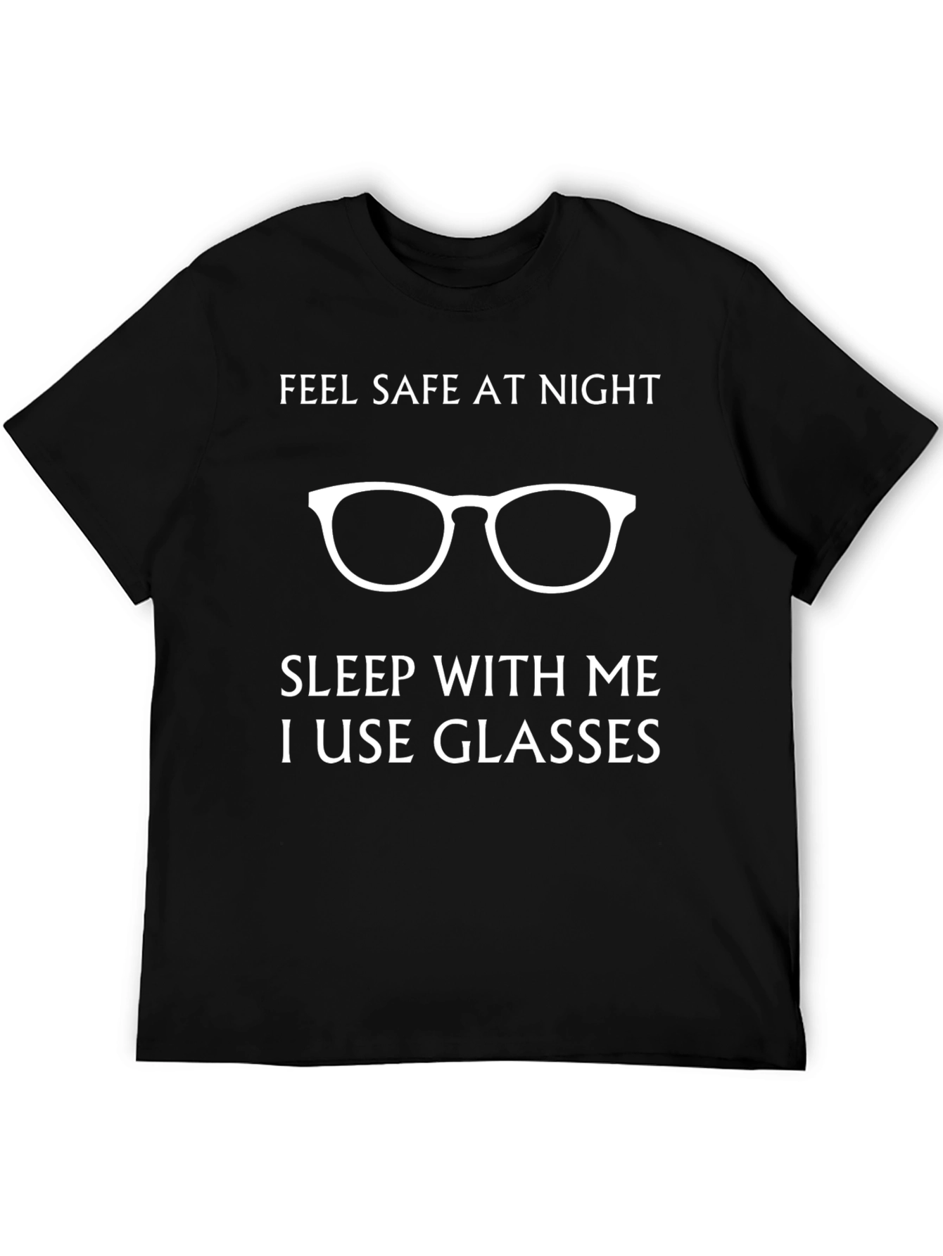 Black Funny Sleep With Me Glasses Graphic T-Shirt view 5