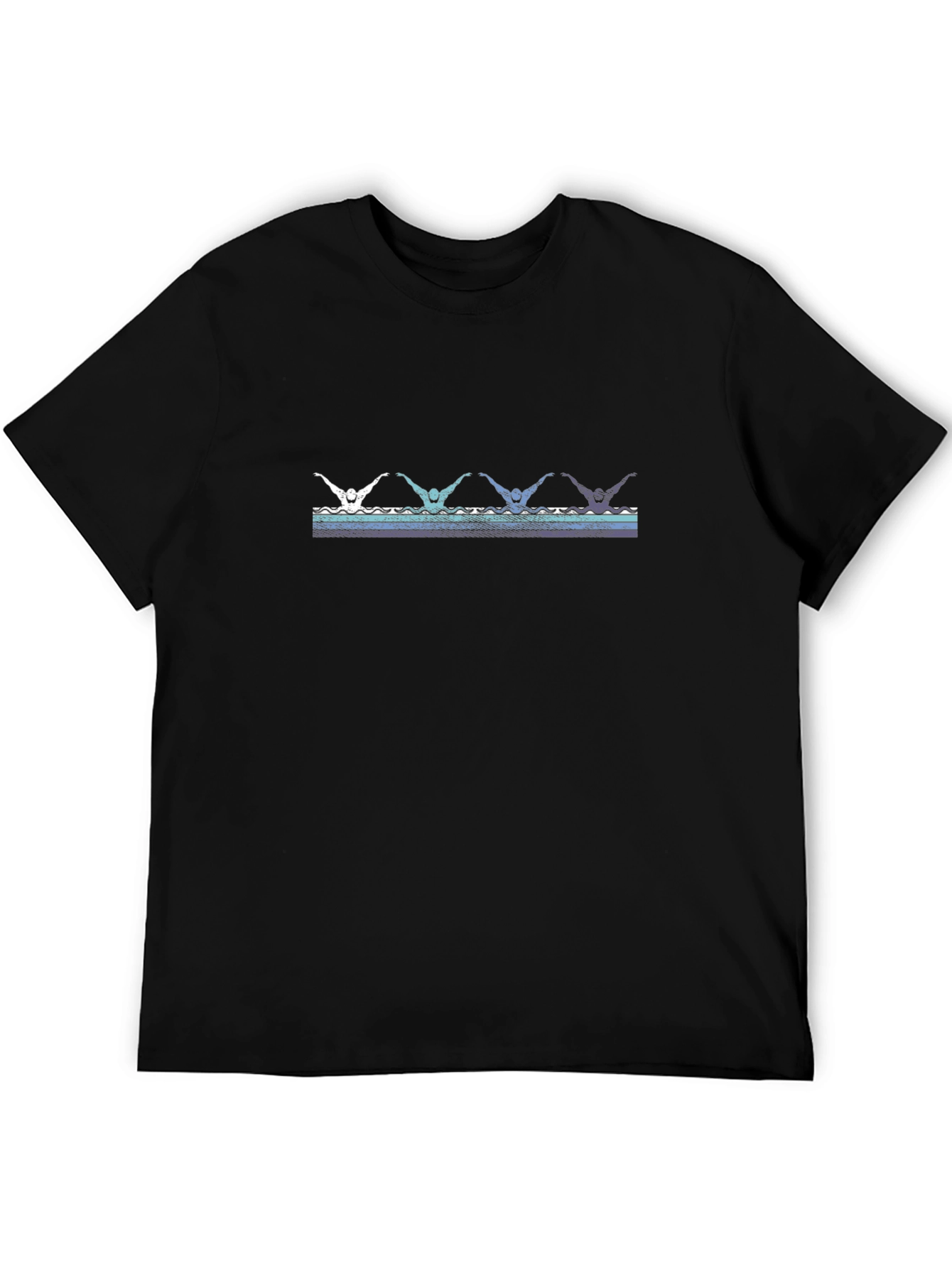 Black Retro Swimmers Black T-Shirt view 5