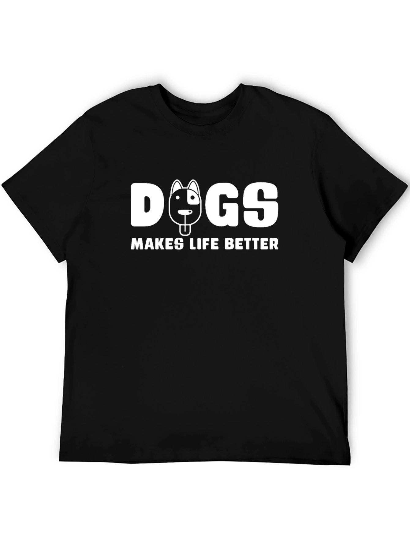 Black Dogs Make Life Better T-Shirt - Black view 5