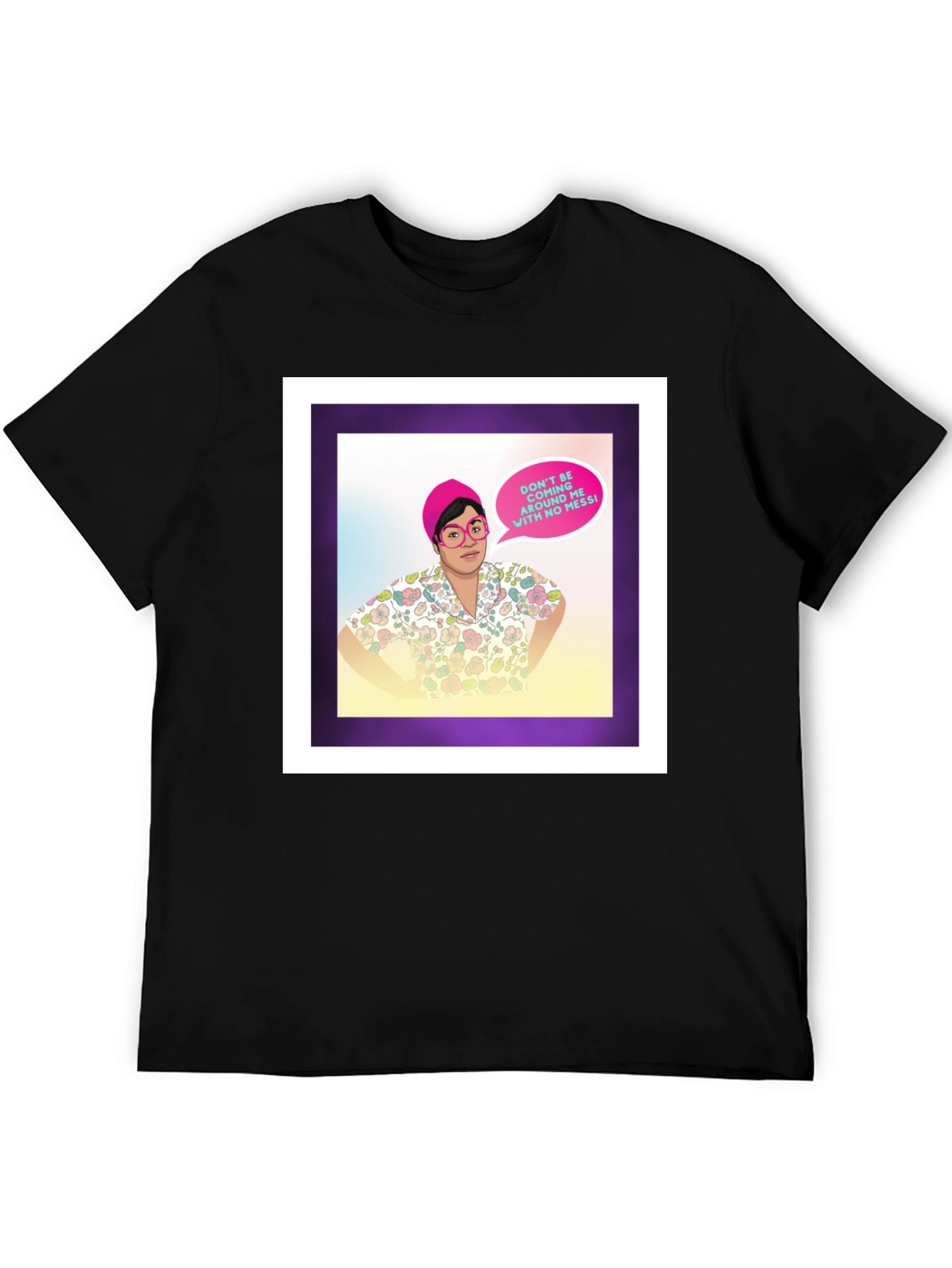 Black Funny Graphic T-Shirt - "No Messi" Quote view 5