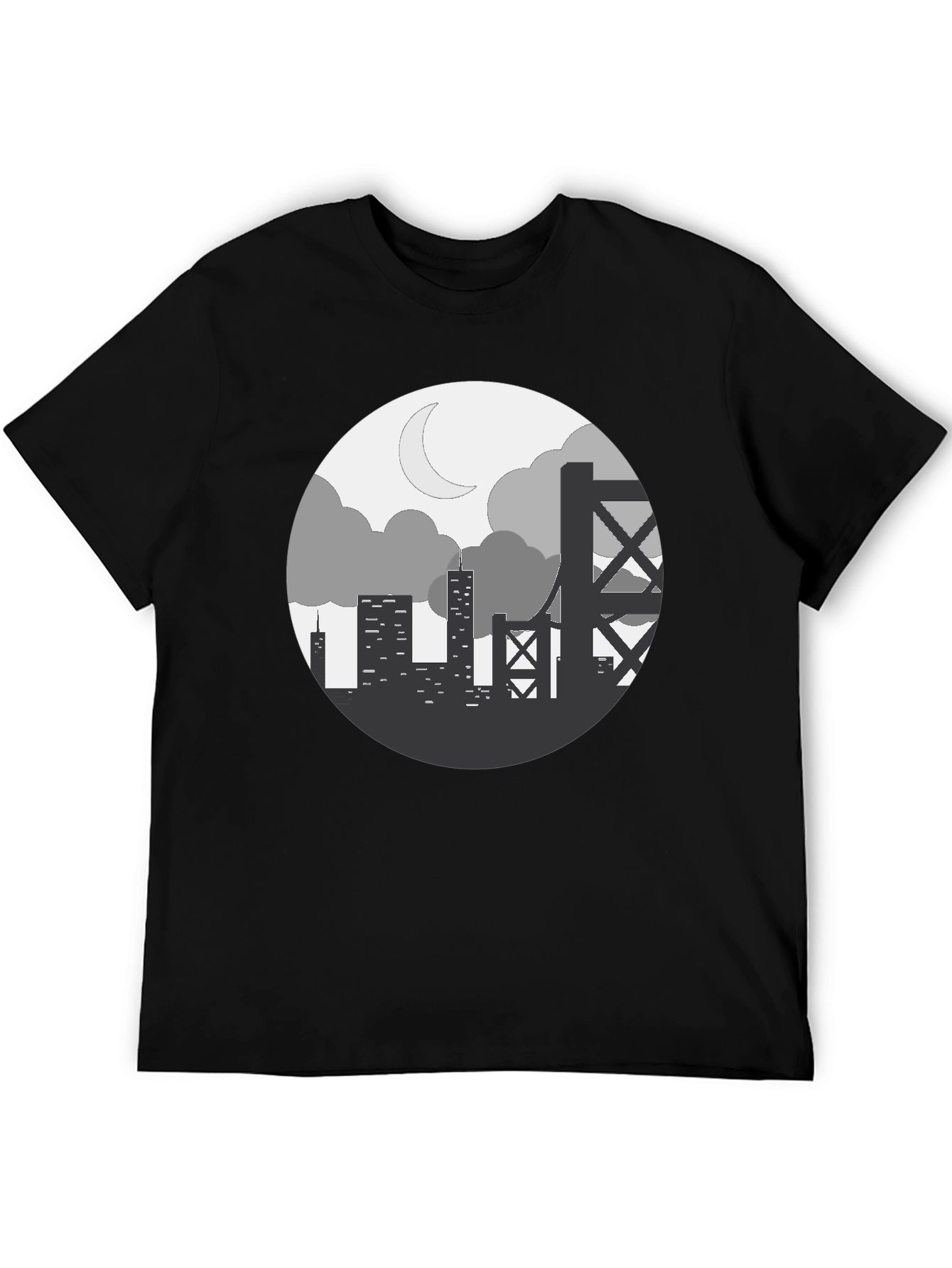 Black Cityscape Silhouette Graphic Tee - Black view 5