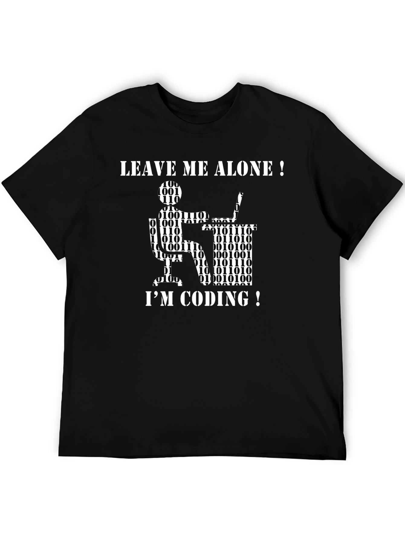 Black Leave Me Alone I'm Coding Graphic T-Shirt view 5