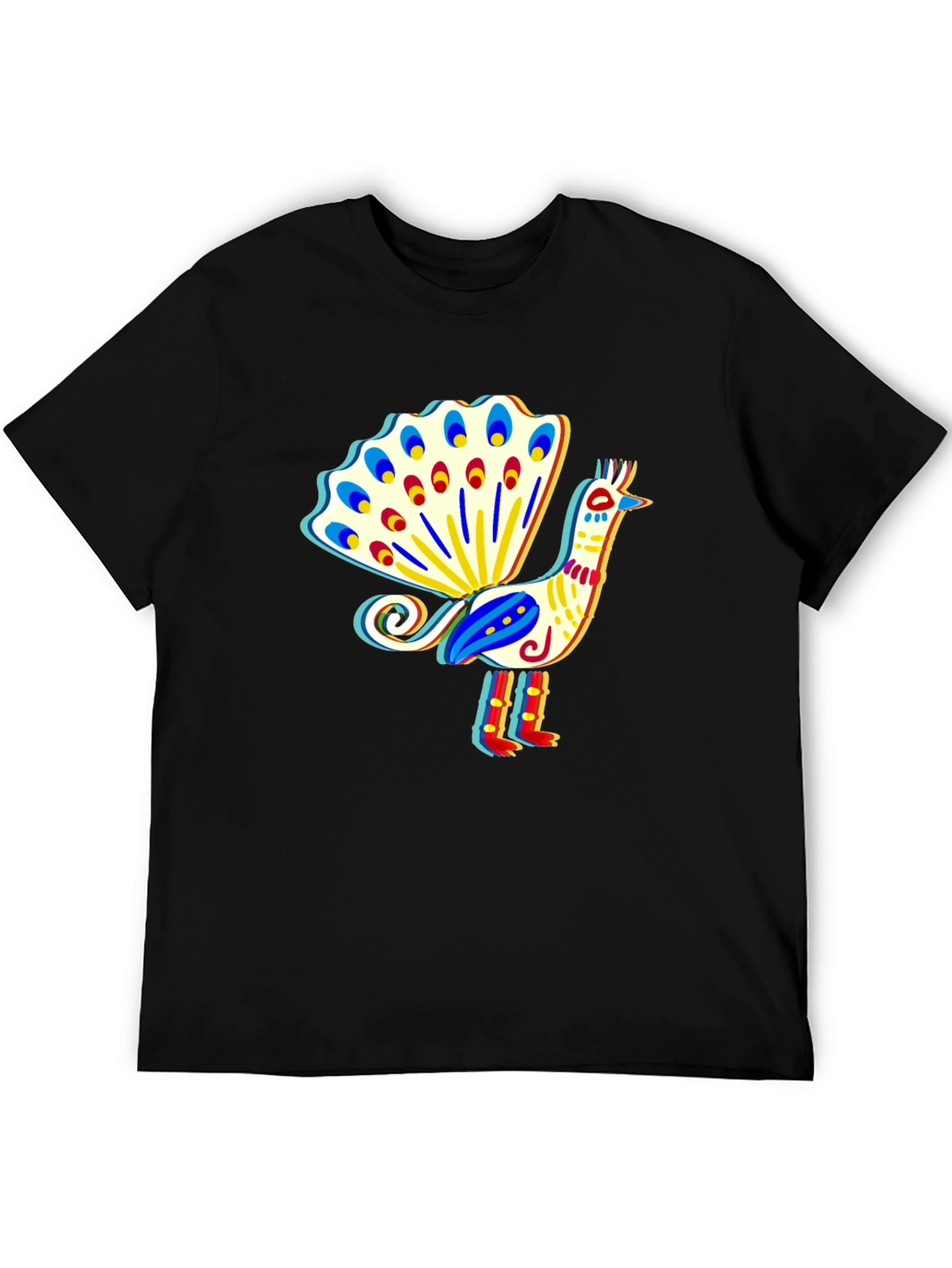 Black Peacock Graphic T-Shirt - Stylish Bird Design view 5